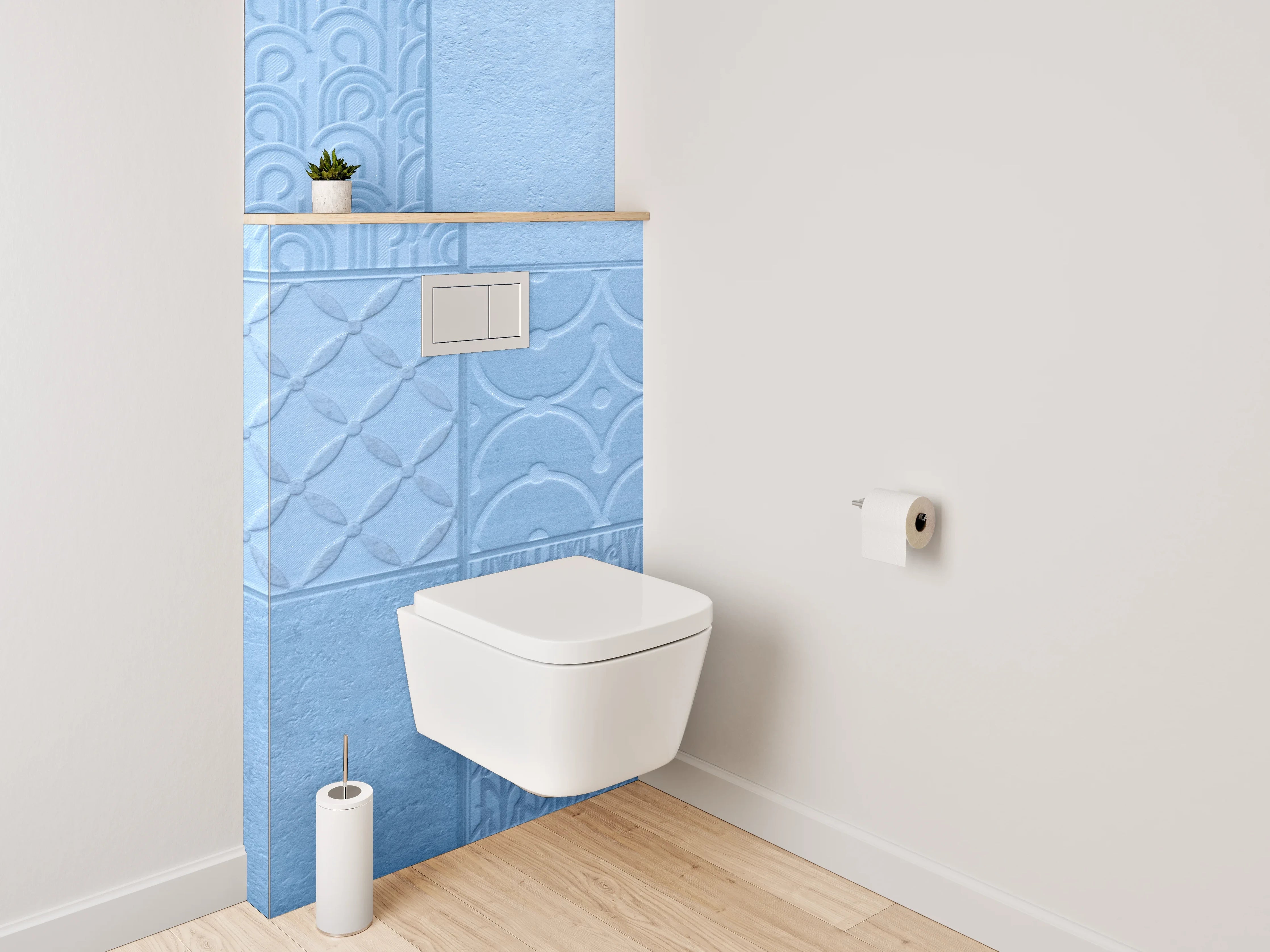 WC-Rückwand - Moderne blaue Muster-Fliesen-Optik