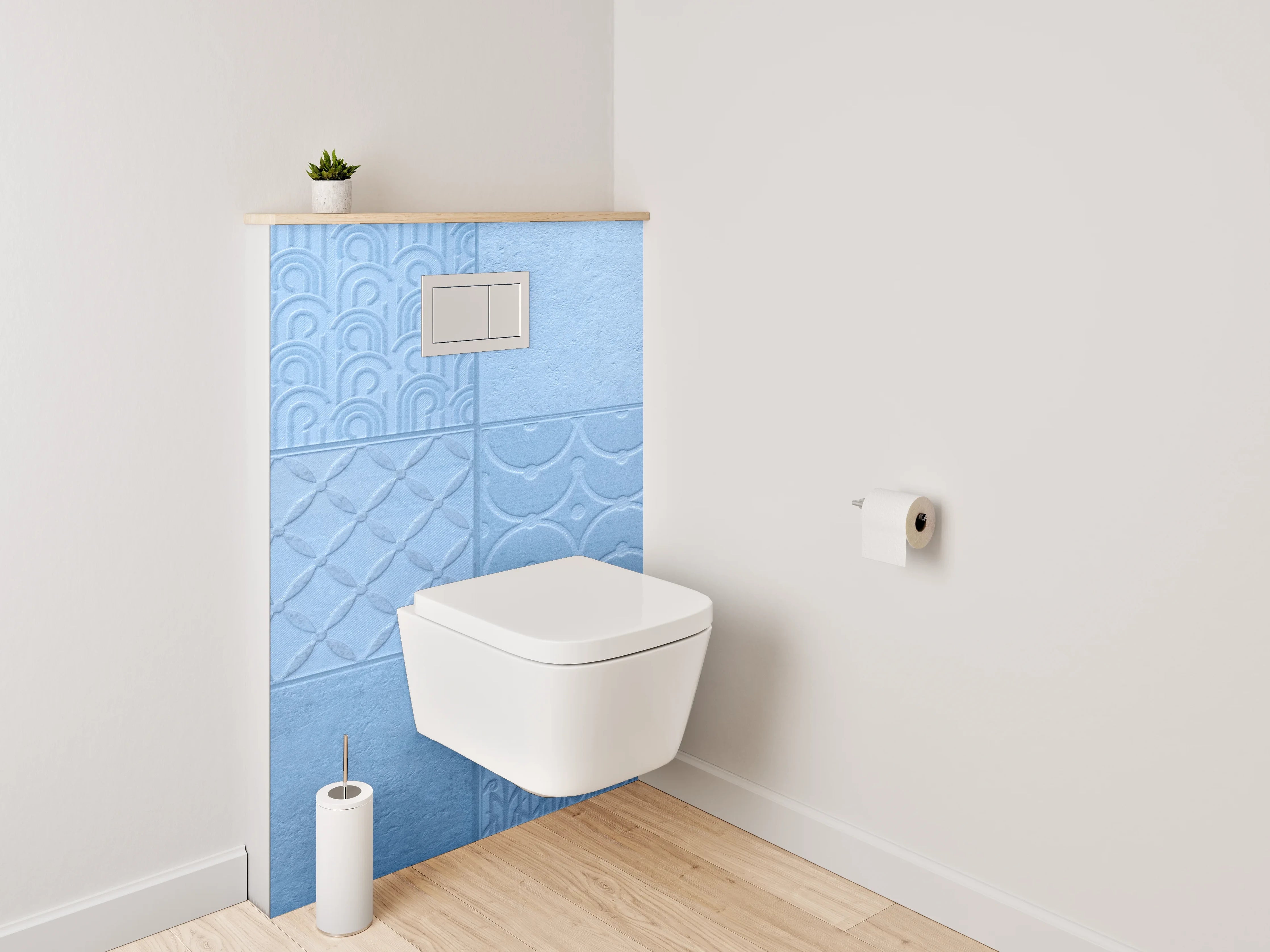 WC-Rückwand - Moderne blaue Muster-Fliesen-Optik