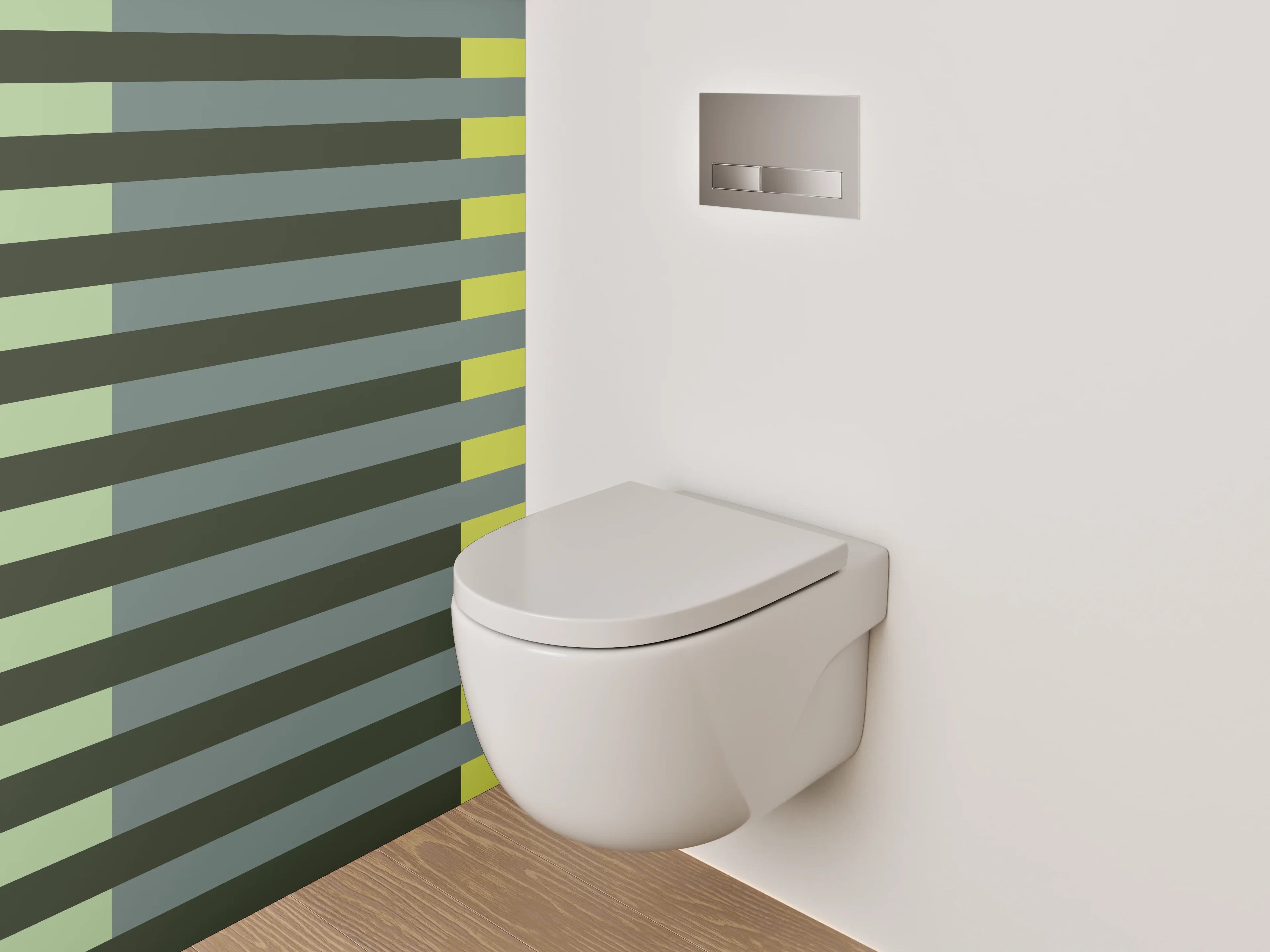 WC-Rückwand - Moderne geometrische Linien in Grüntönen