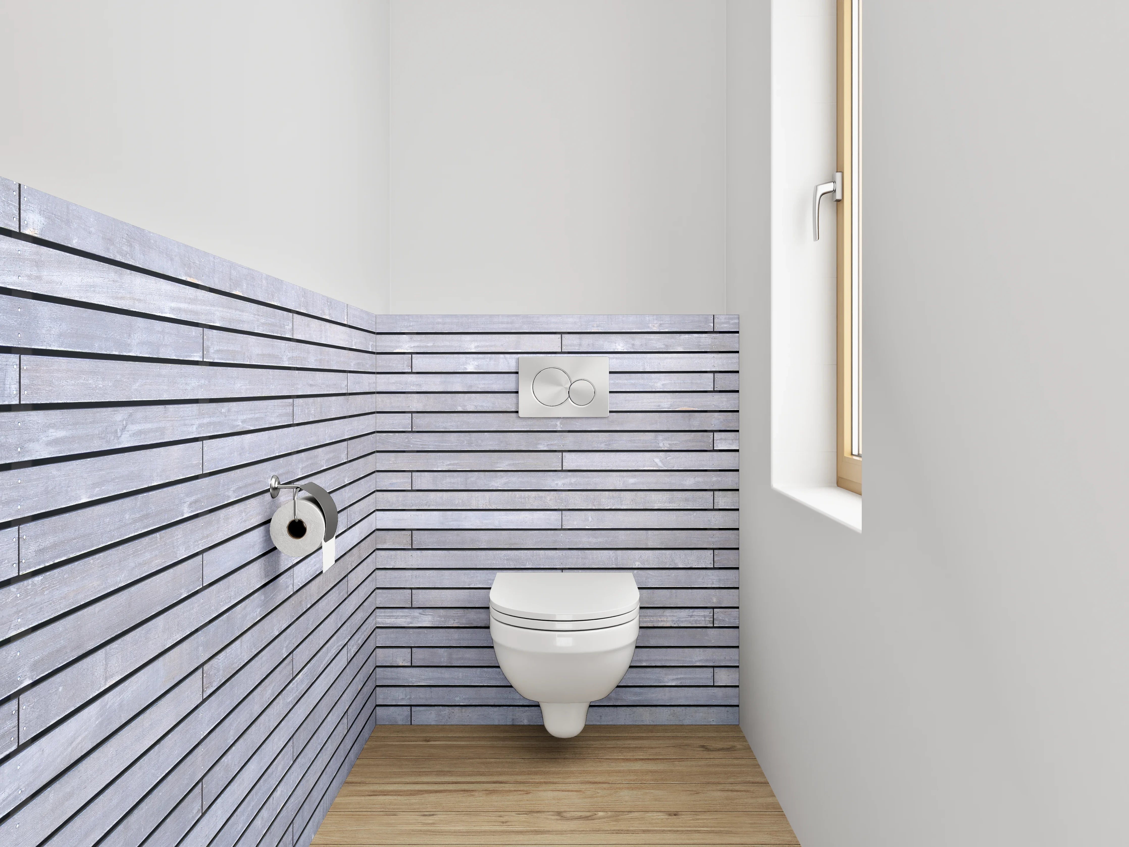 WC-Rückwand - Moderne graue Fliesenoptik Wandverkleidung