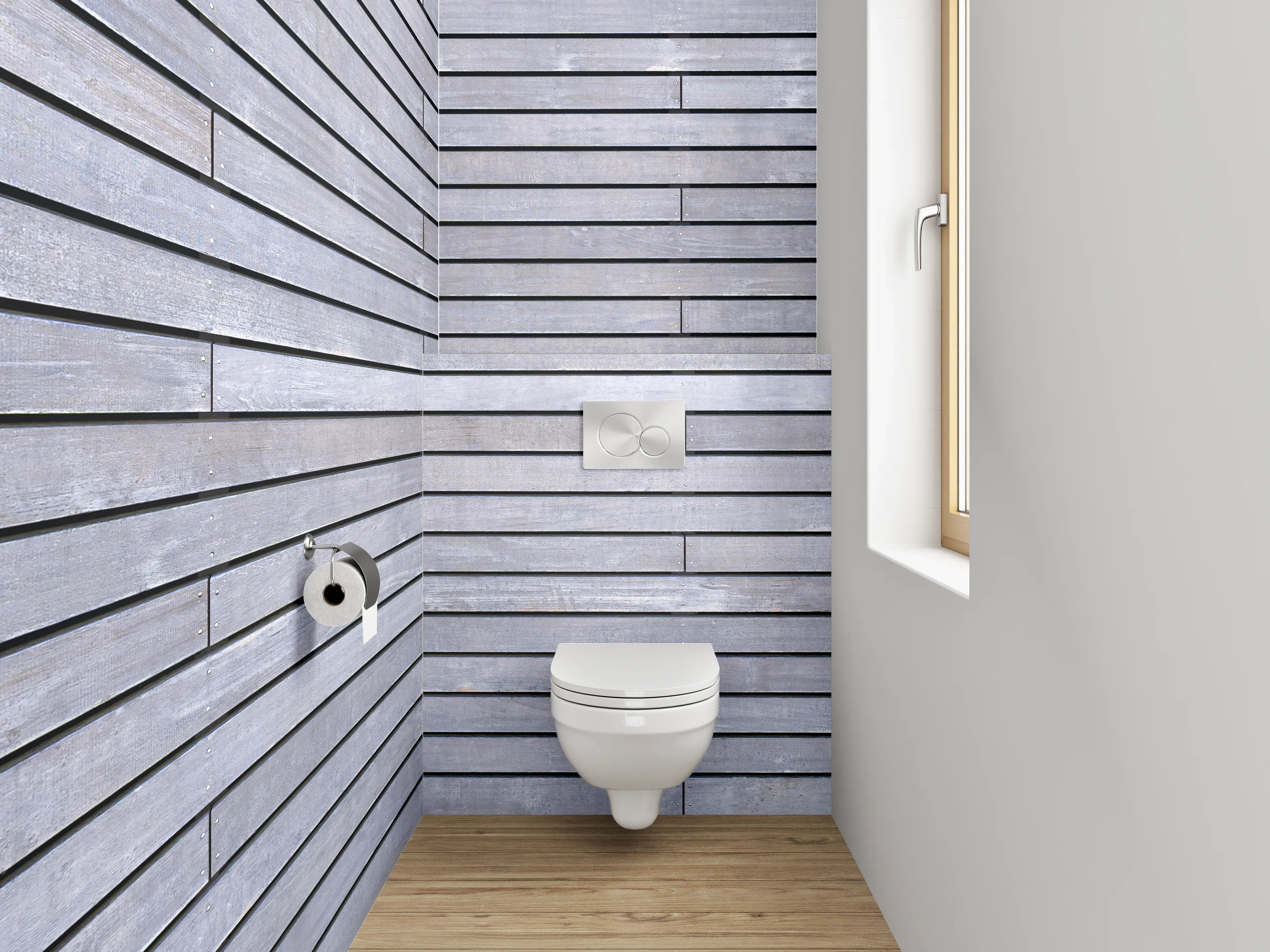 WC-Rückwand - Moderne graue Fliesenoptik Wandverkleidung