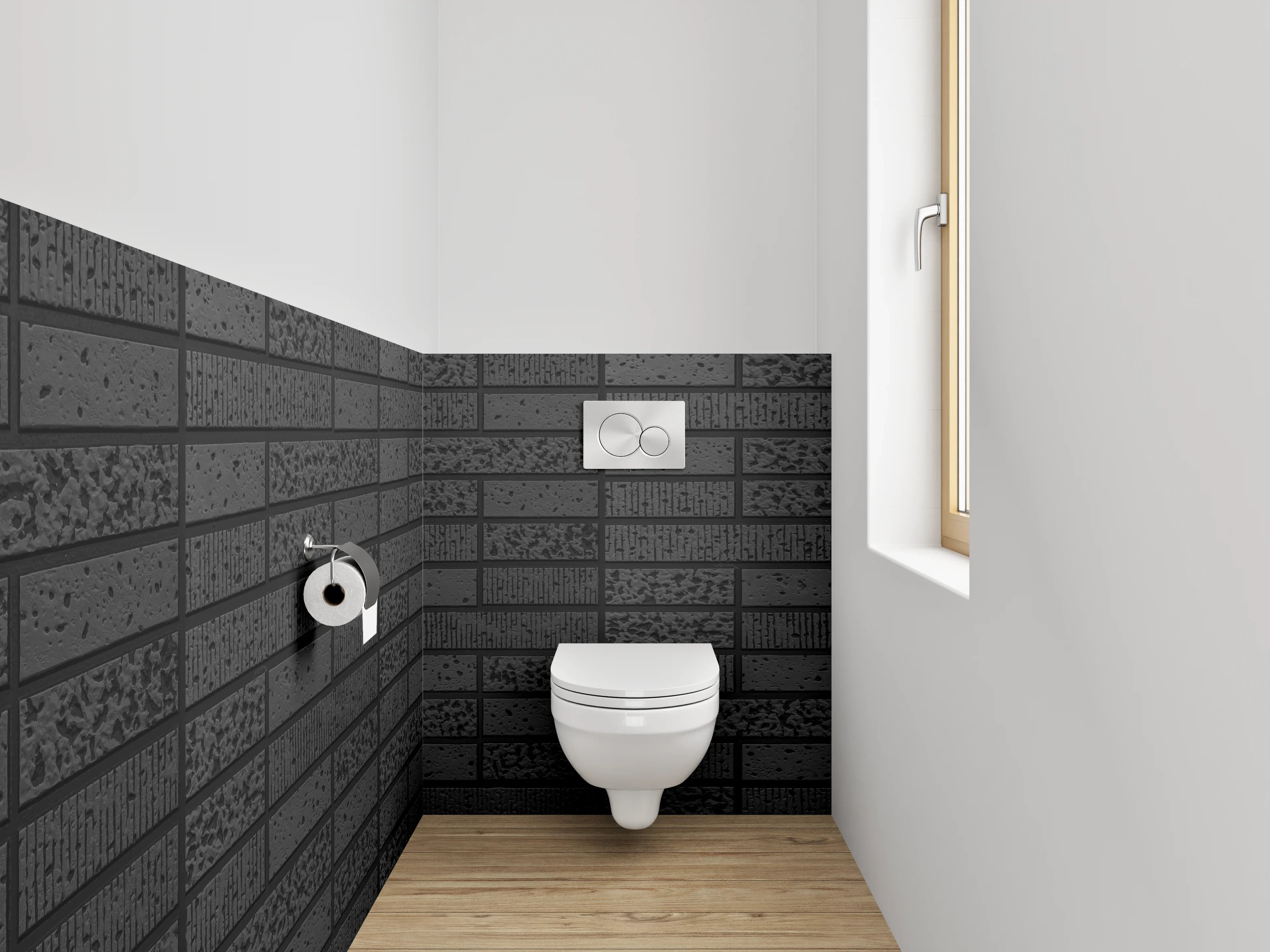 WC-Rückwand - Moderne schwarze Kachelstruktur
