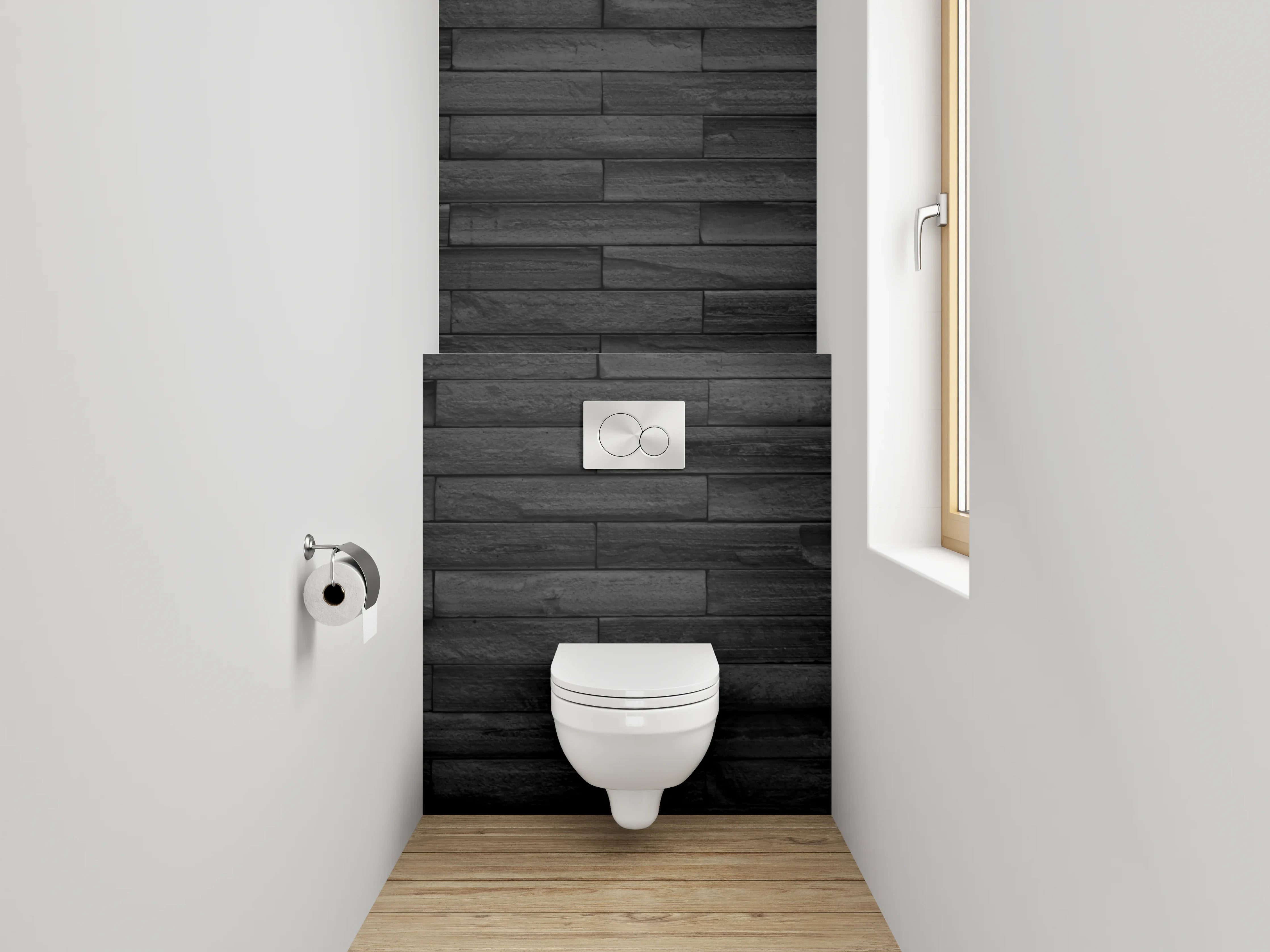 WC-Rückwand - Moderne schwarze Steinwand