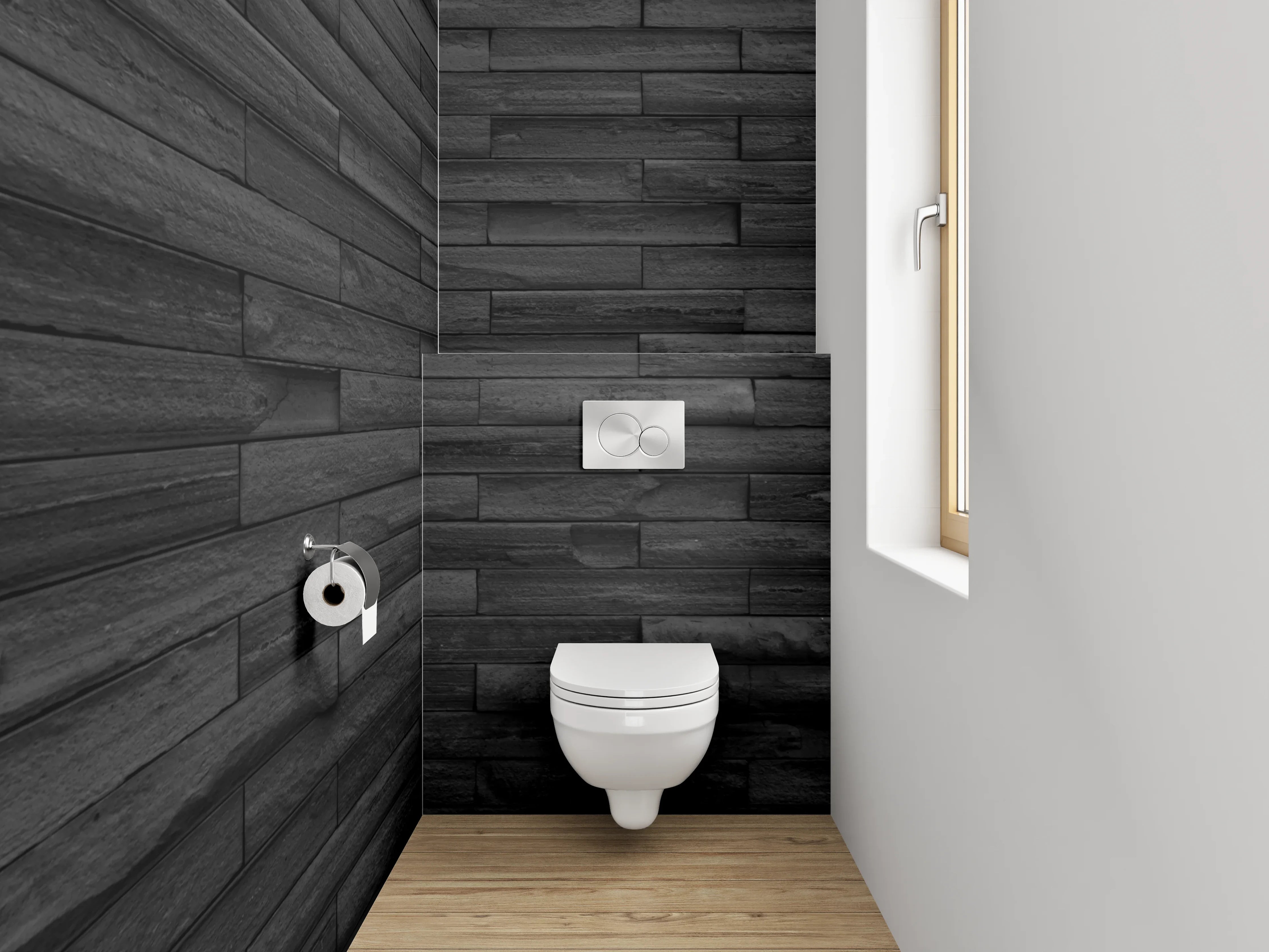 WC-Rückwand - Moderne schwarze Steinwand