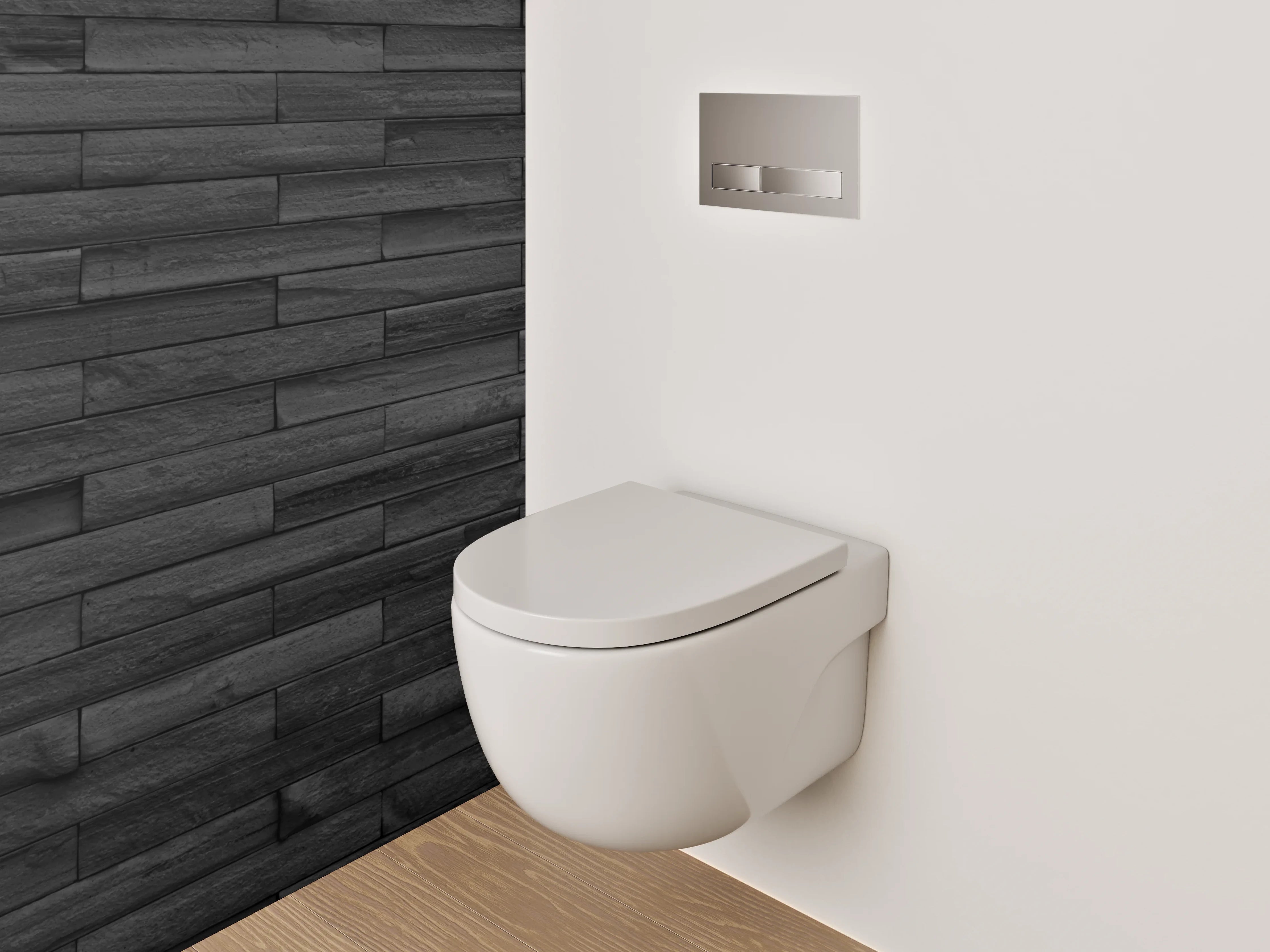 WC-Rückwand - Moderne schwarze Steinwand