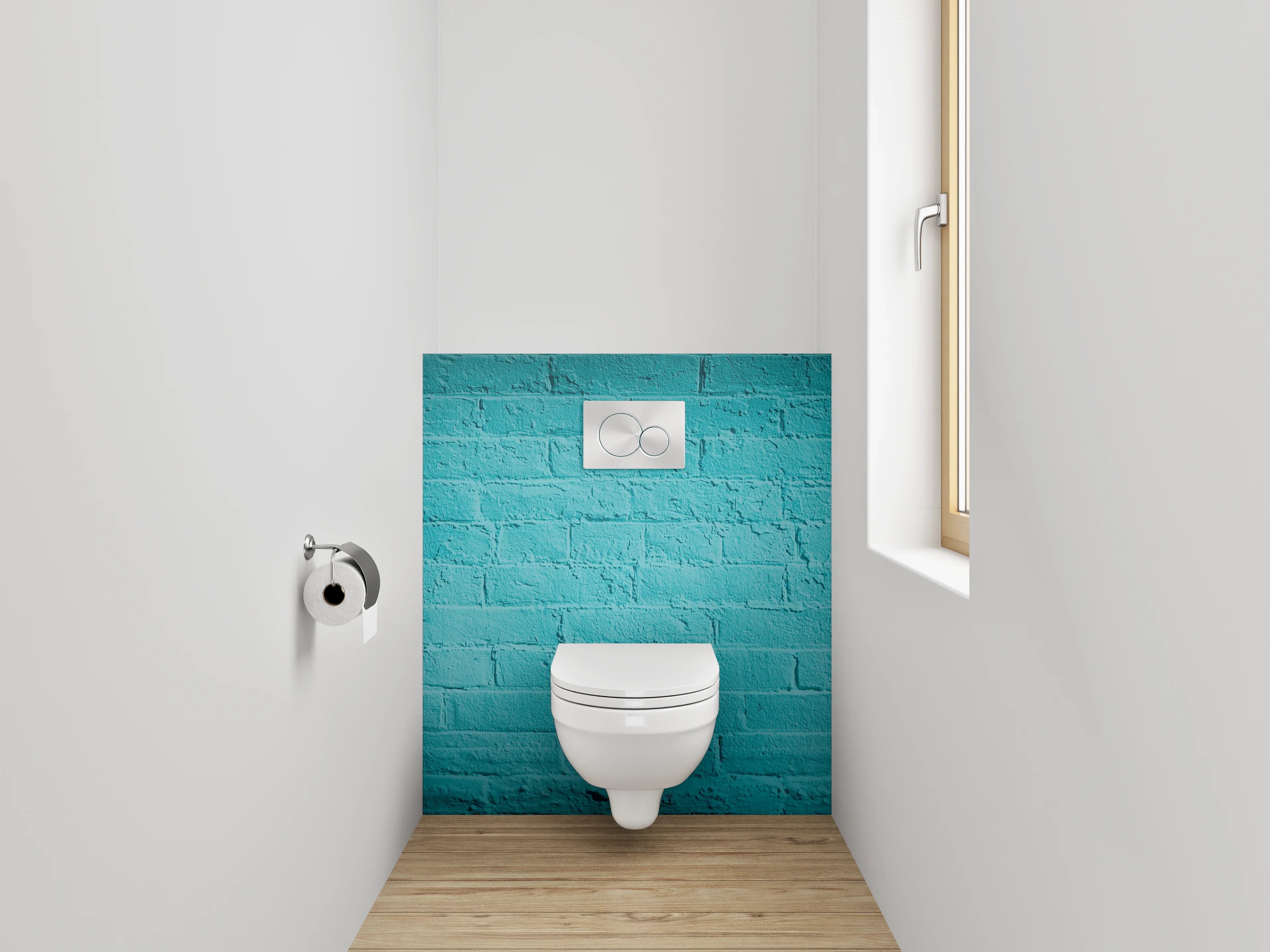 WC-Rückwand - Moderne türkisfarbene Ziegelwand