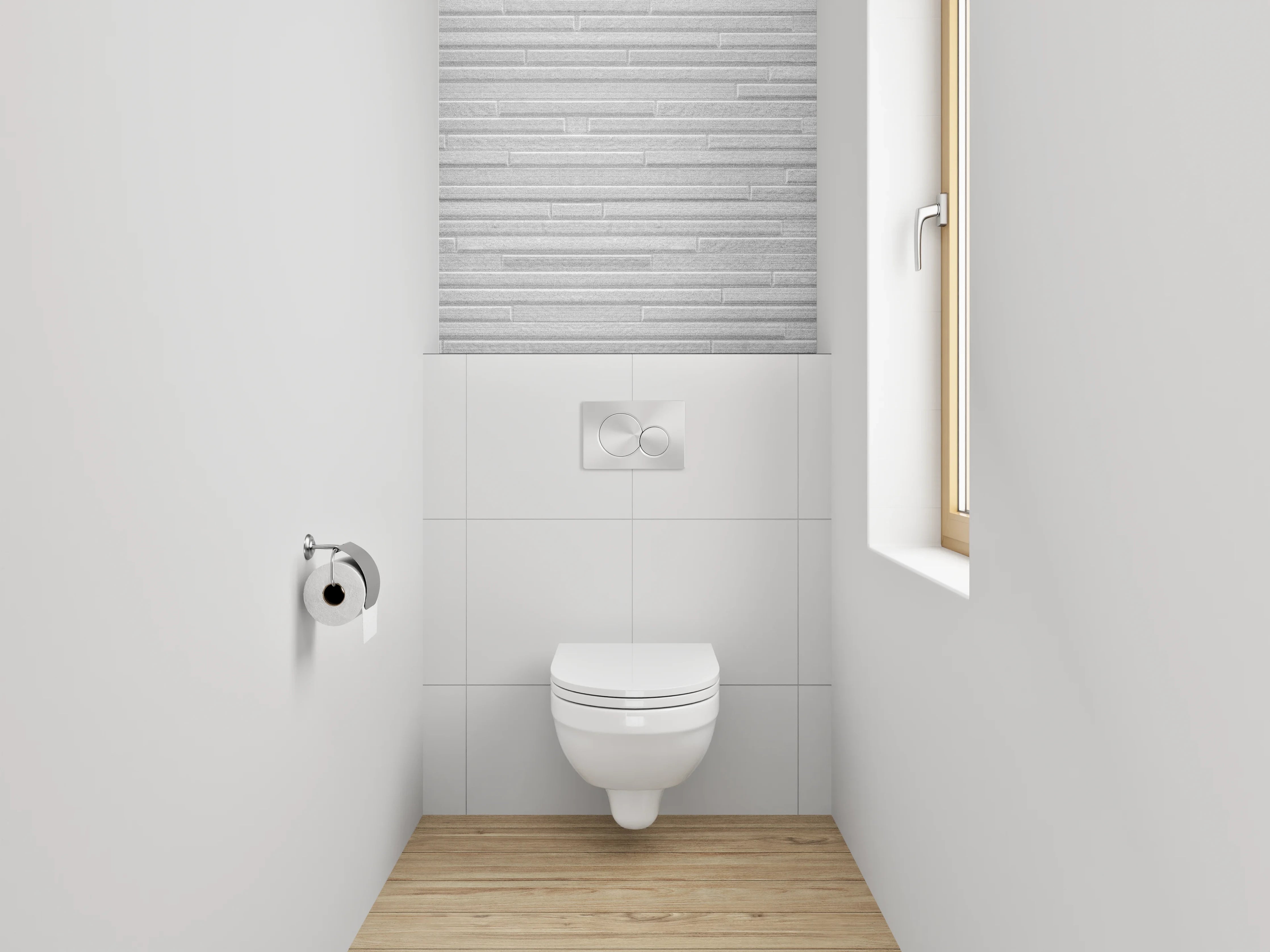WC-Rückwand - Moderne weiße Fliesenstruktur für Bad
