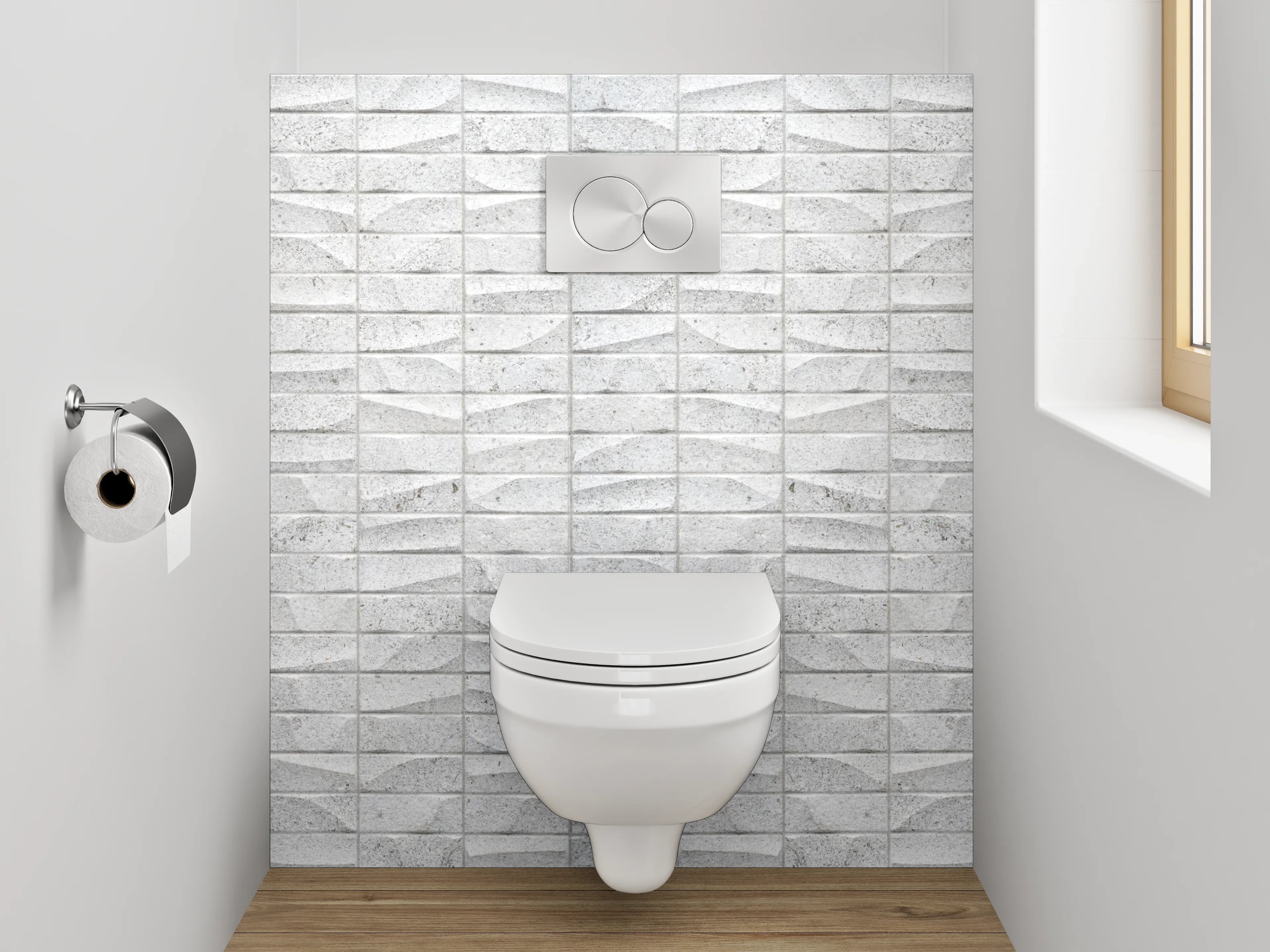 WC-Rückwand - Moderne weiße Mosaik-Fliesen-Optik