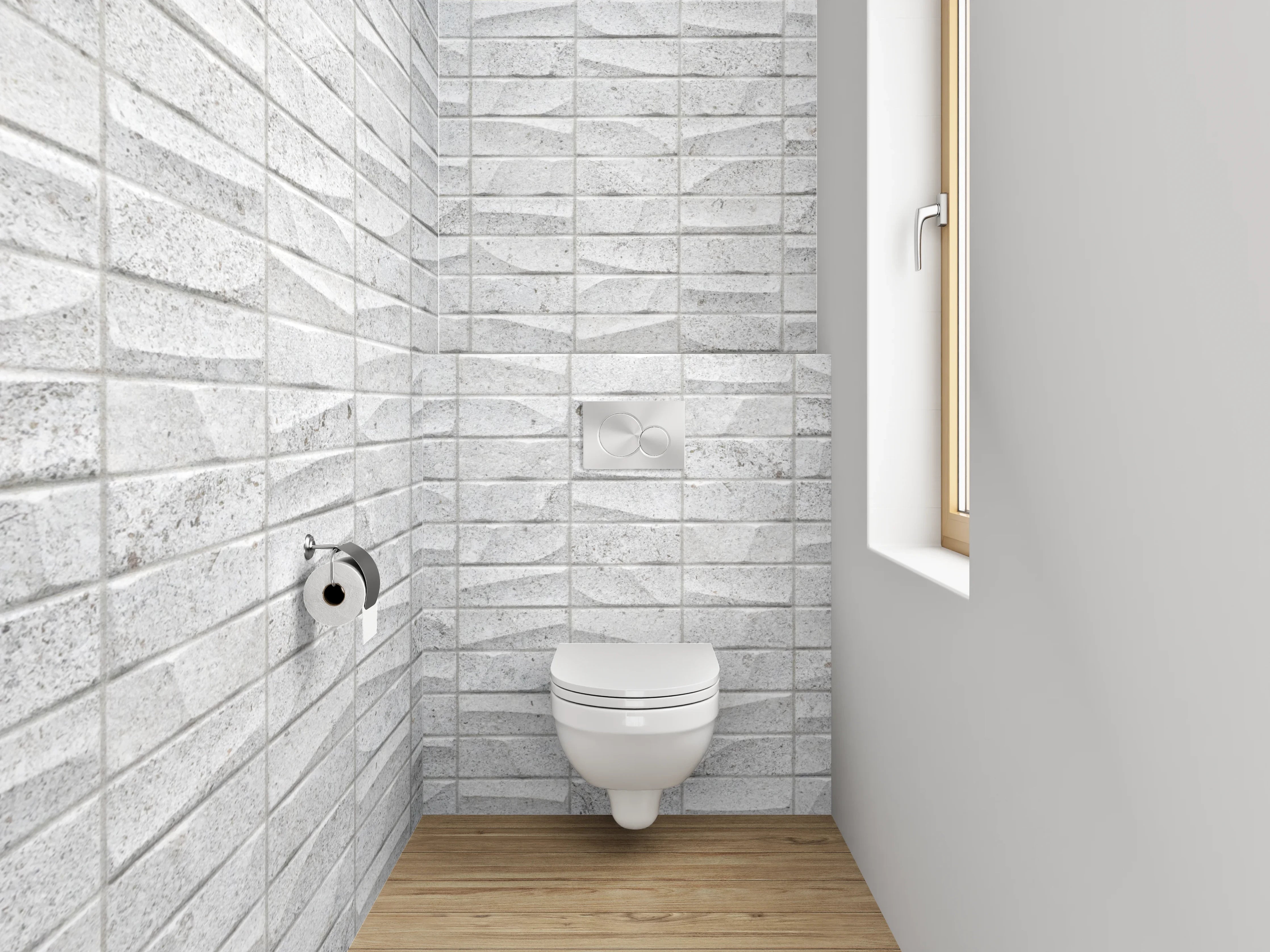 WC-Rückwand - Moderne weiße Mosaik-Fliesen-Optik
