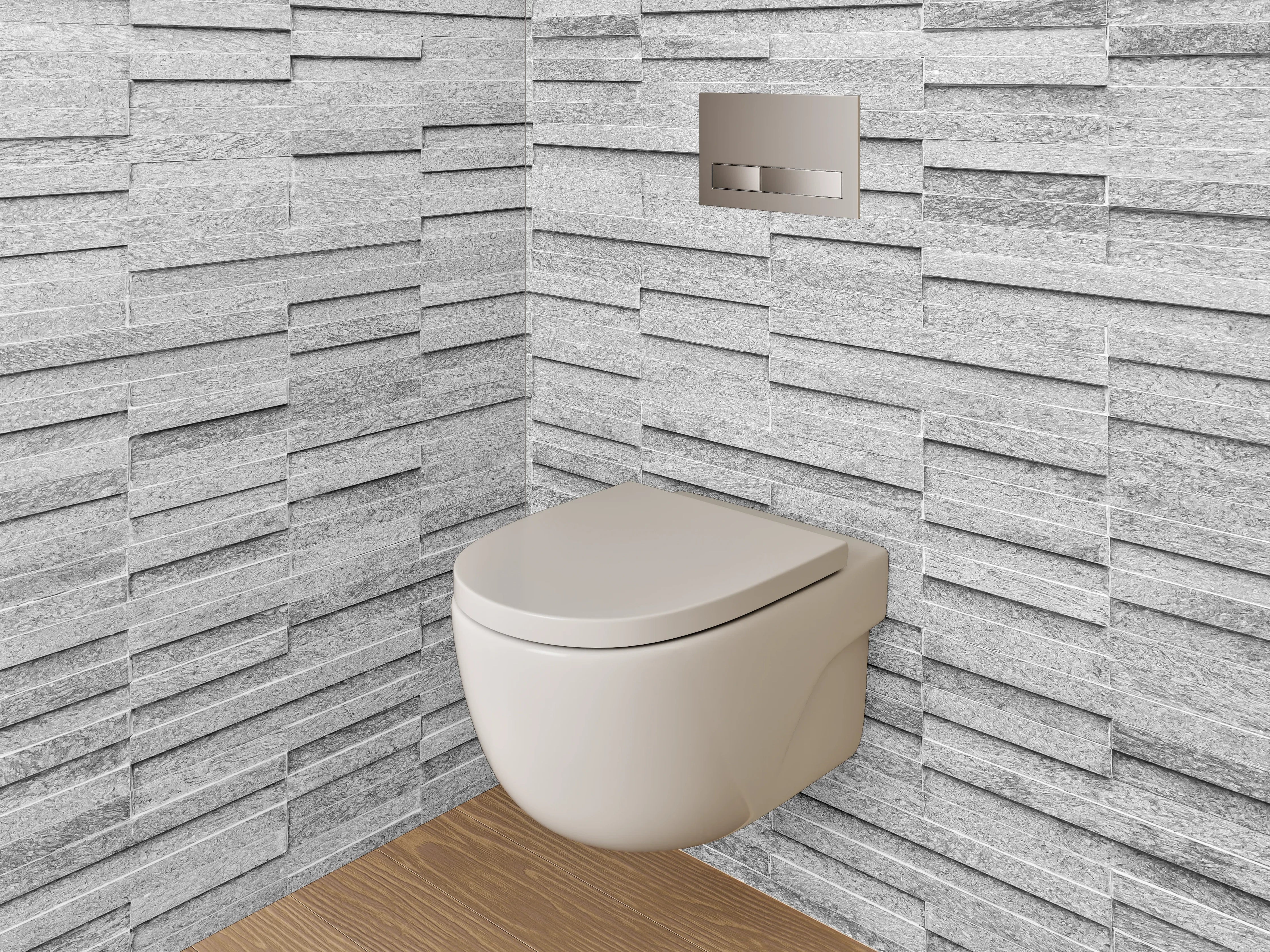 WC-Rückwand - Moderne weiße Steinoptik Wandverkleidung