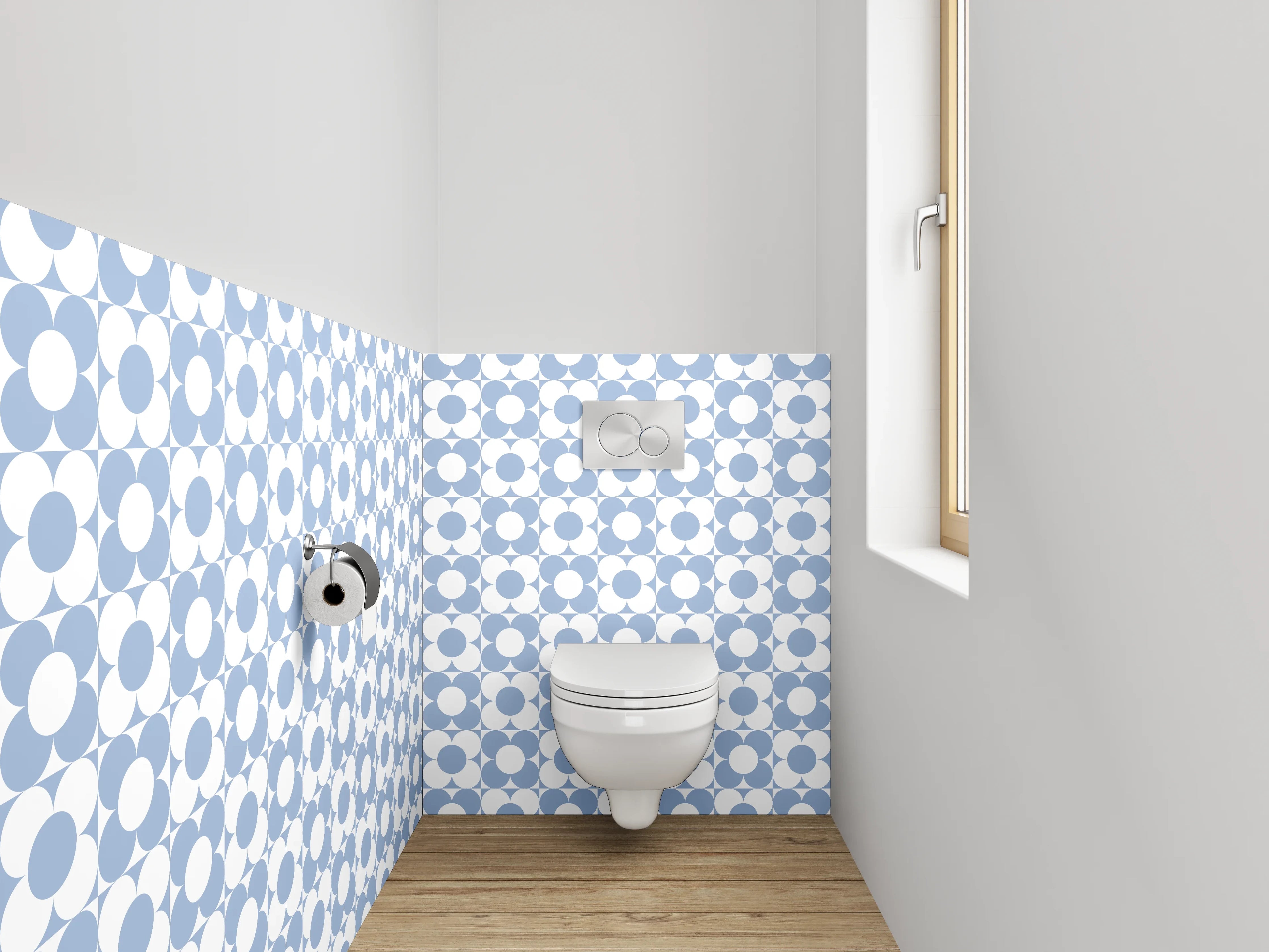 WC-Rückwand - Moderne weiße geometrische Muster für kreative Gestaltung