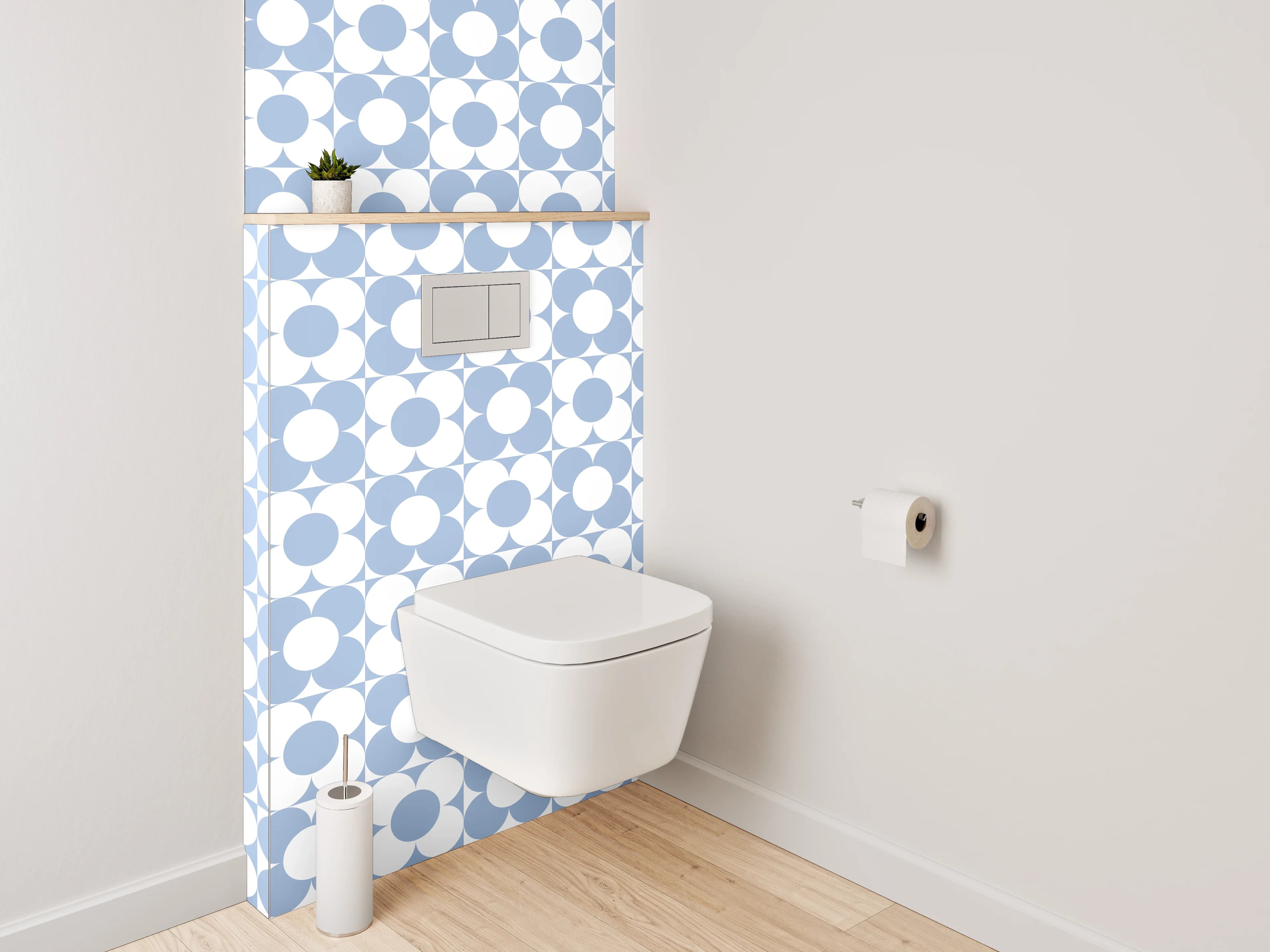 WC-Rückwand - Moderne weiße geometrische Muster für kreative Gestaltung