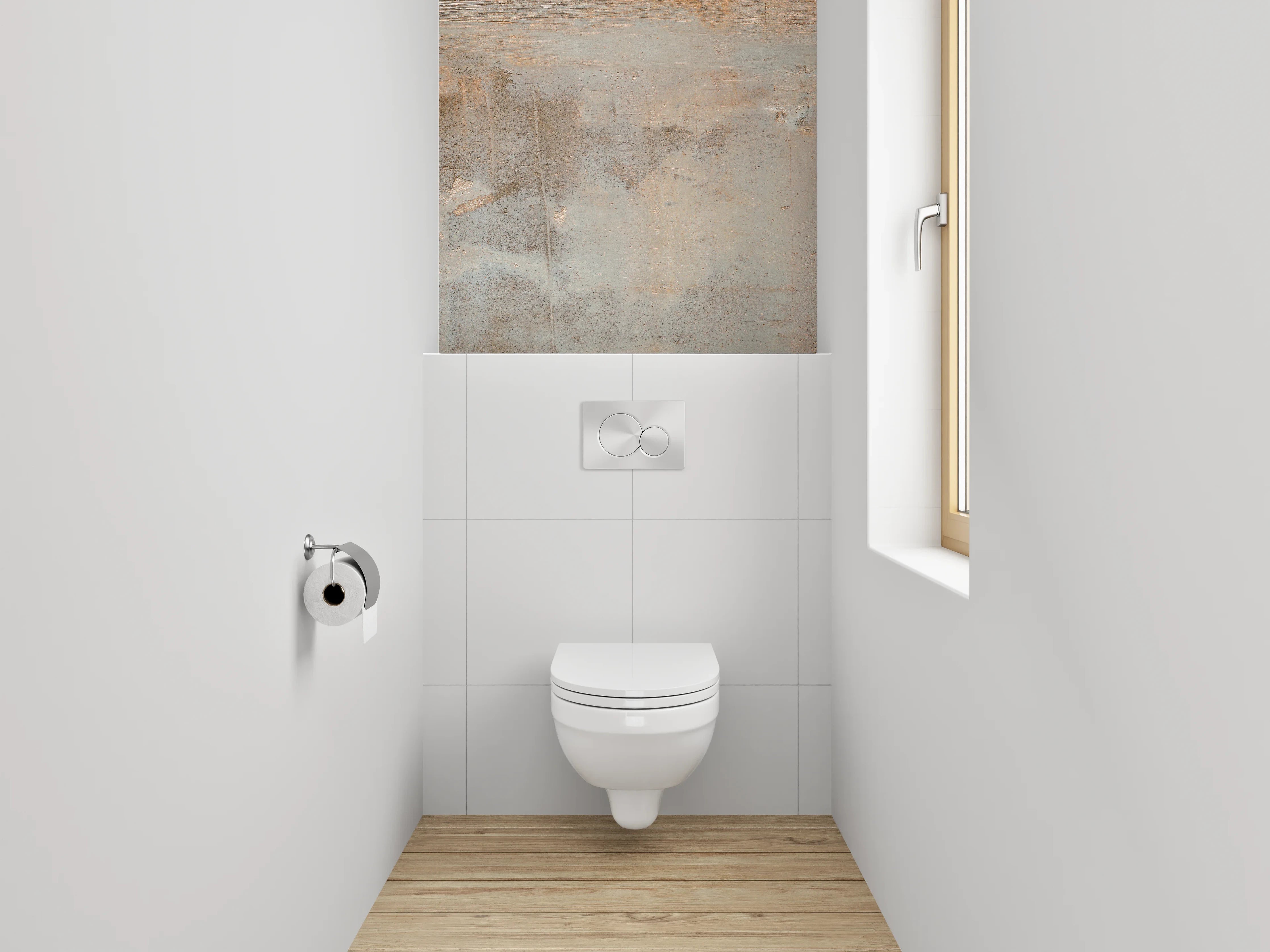 WC-Rückwand - Moderner Betonrost mit Rost-Optik