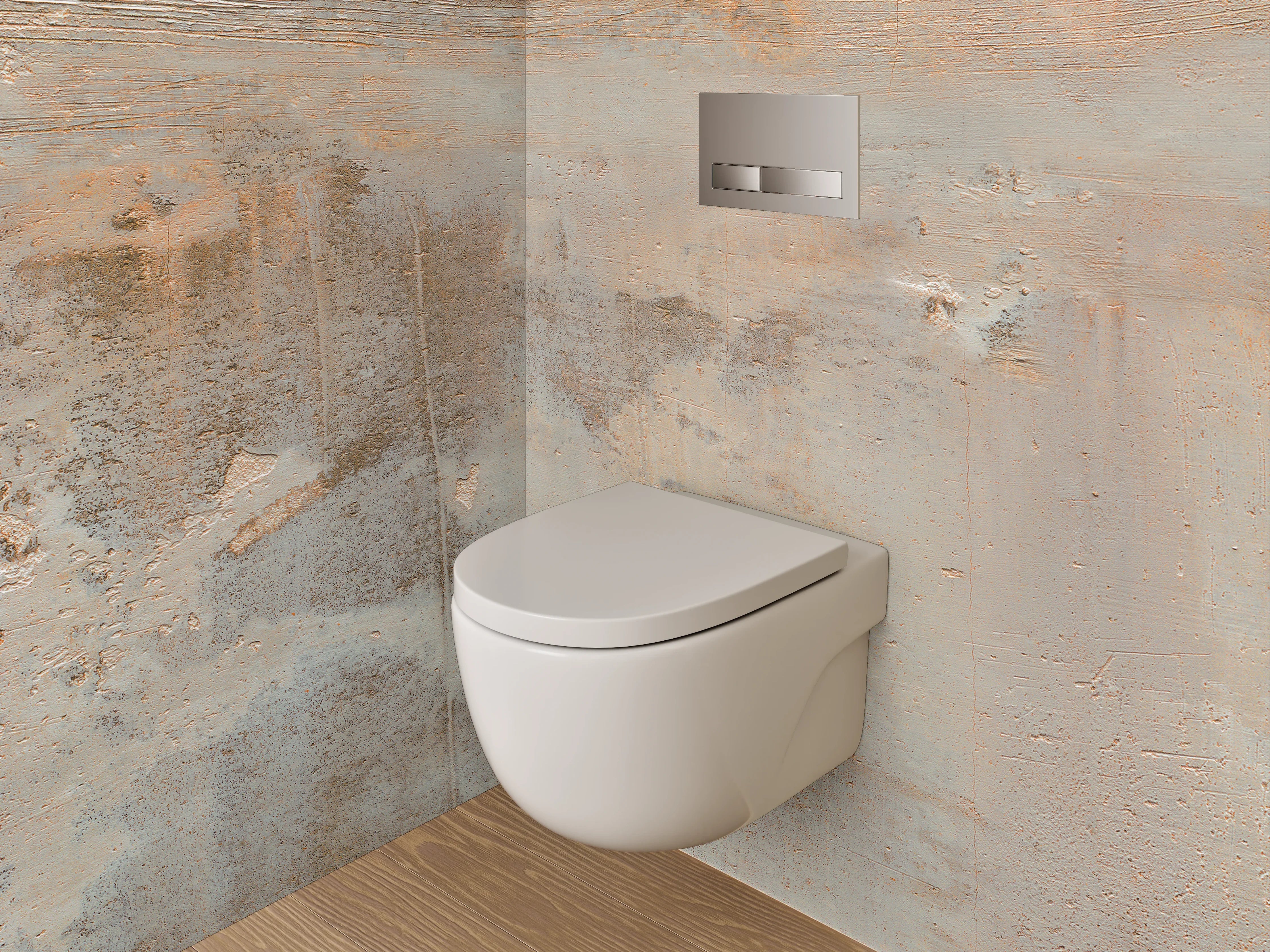 WC-Rückwand - Moderner Betonrost mit Rost-Optik