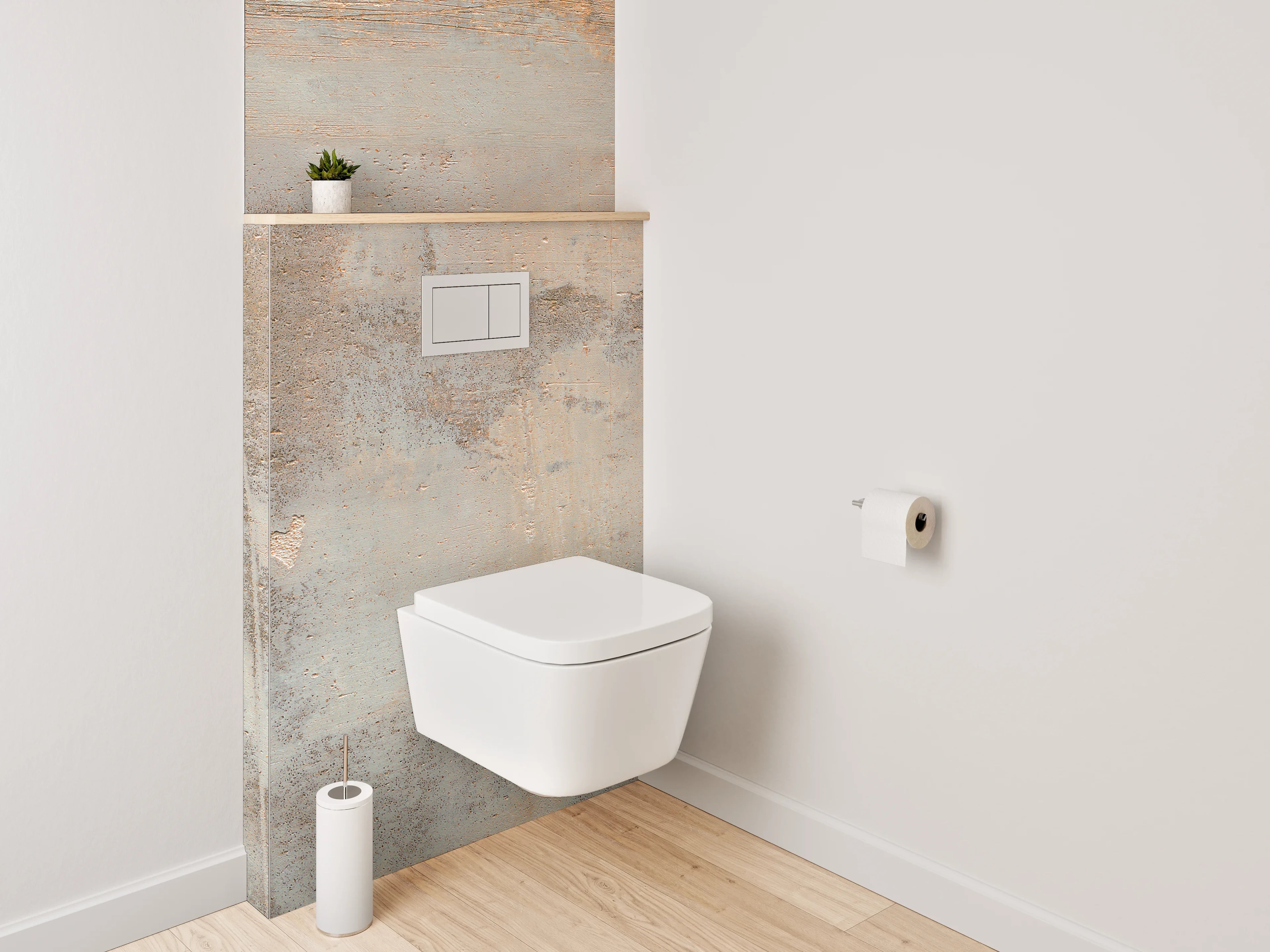 WC-Rückwand - Moderner Betonrost mit Rost-Optik