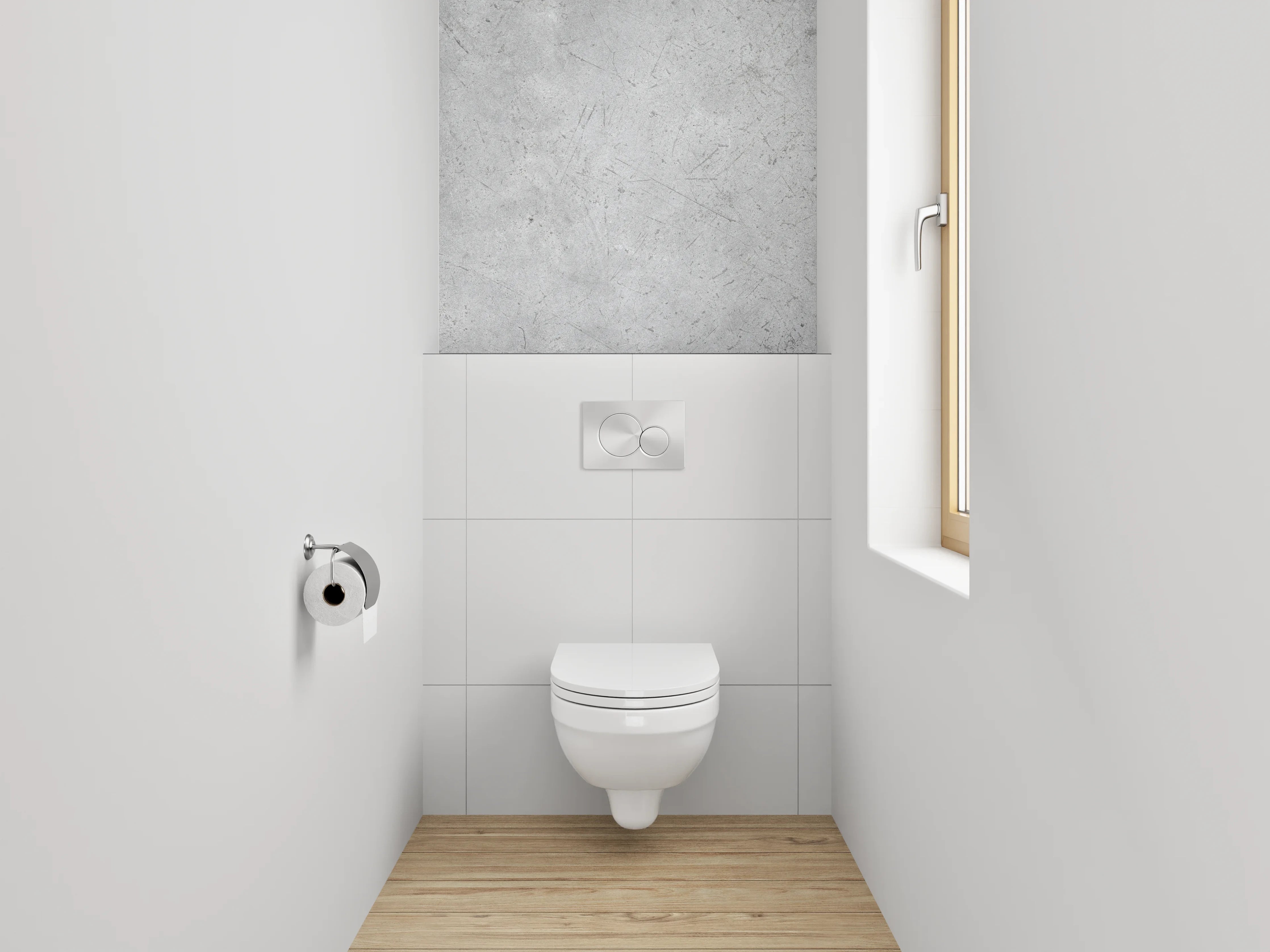 WC-Rückwand - Moderner Grauer Beton mit feiner Struktur