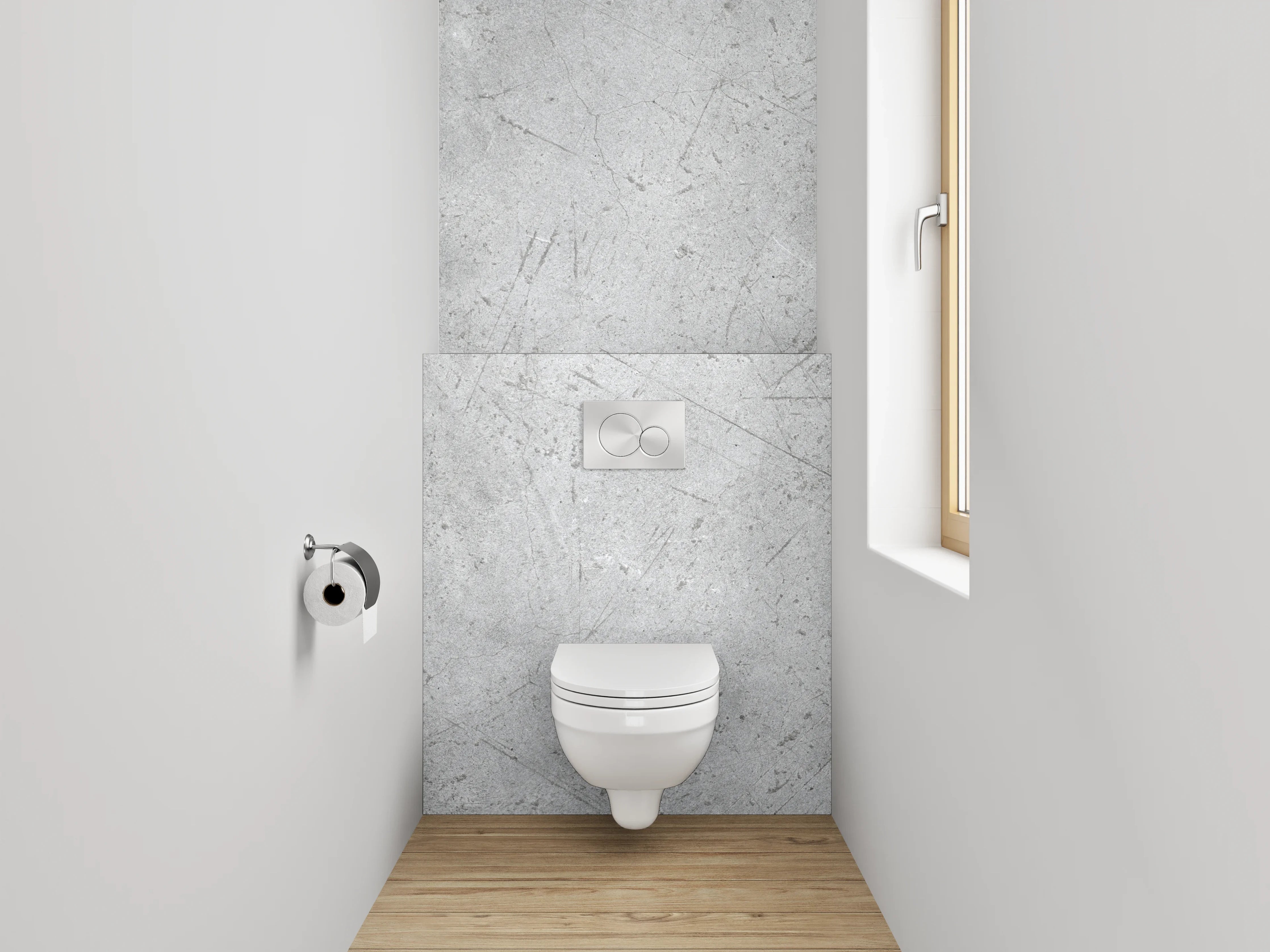 WC-Rückwand - Moderner Grauer Beton mit feiner Struktur