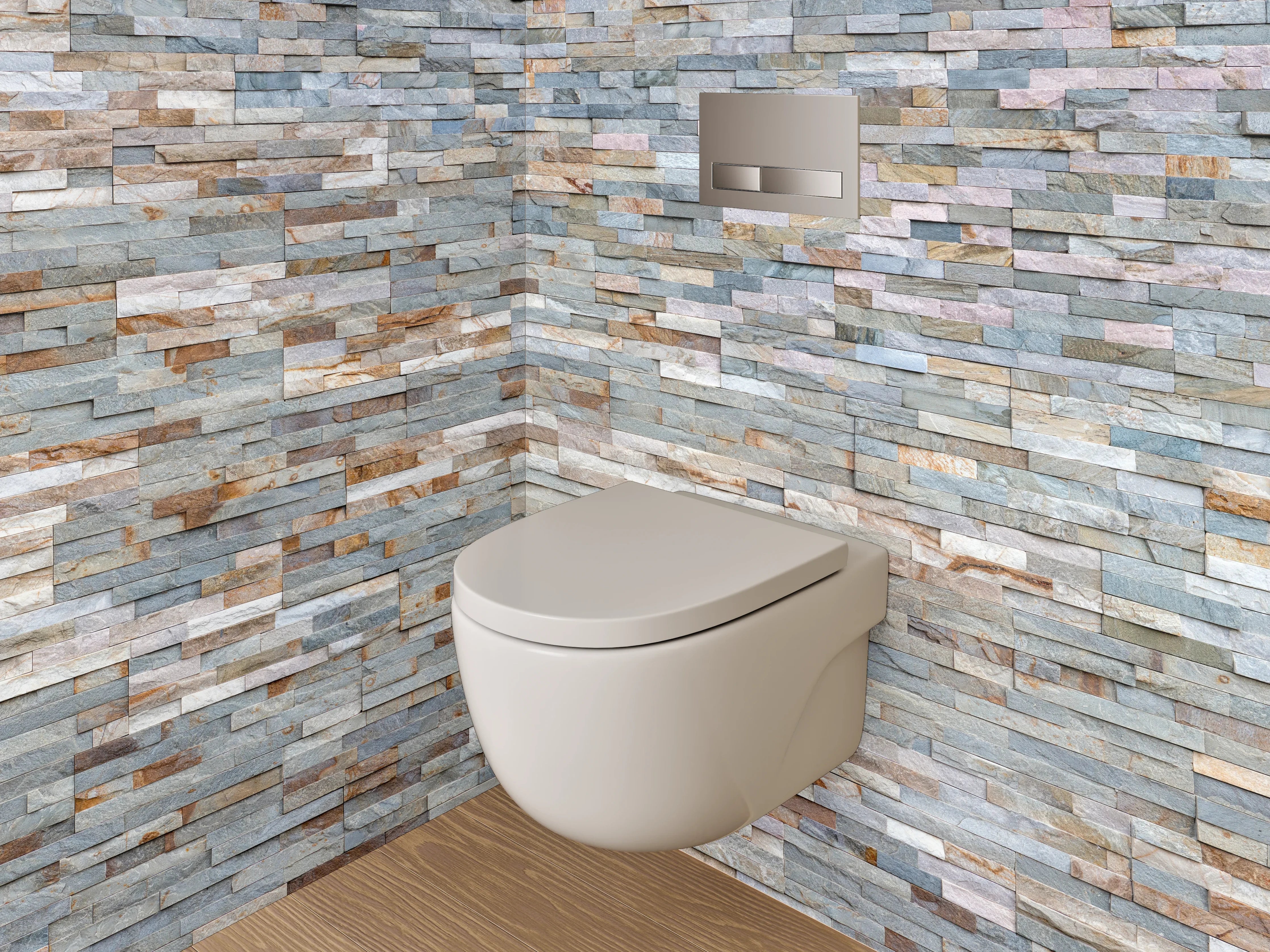 WC-Rückwand - Moderner Naturstein-Look in Grau und Weiß