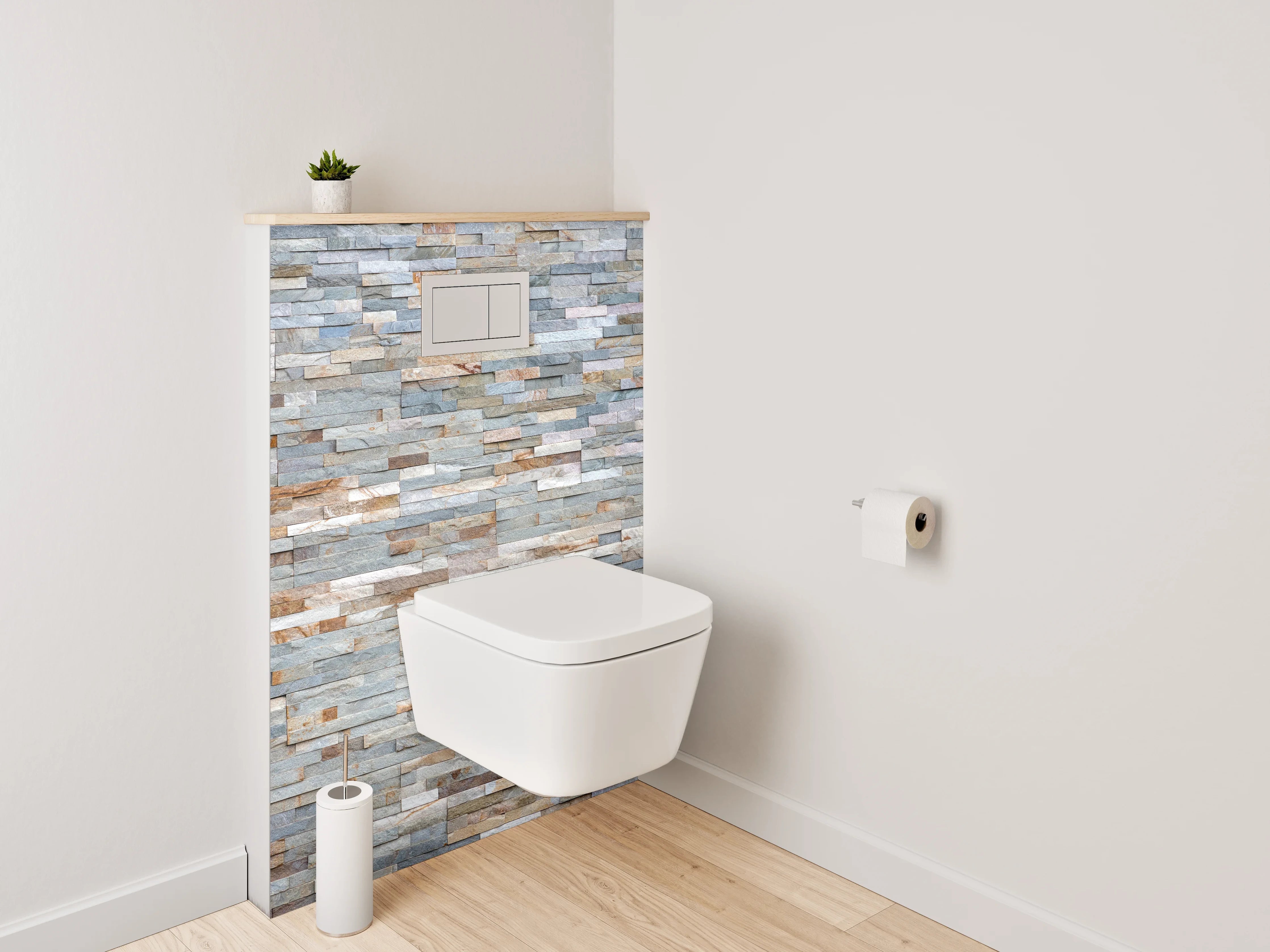 WC-Rückwand - Moderner Naturstein-Look in Grau und Weiß