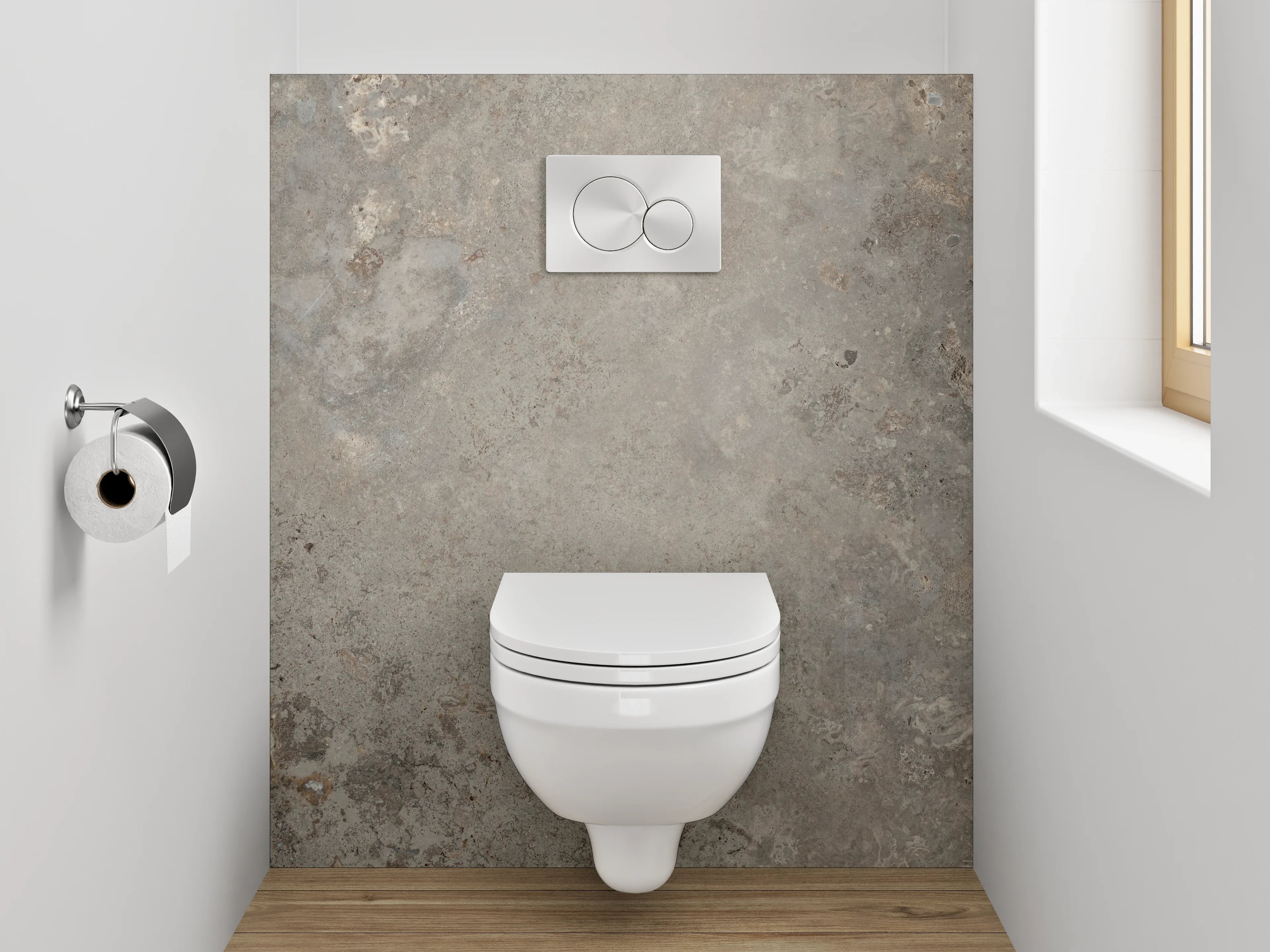 WC-Rückwand - Moderner Steindekor in Grau und Braun