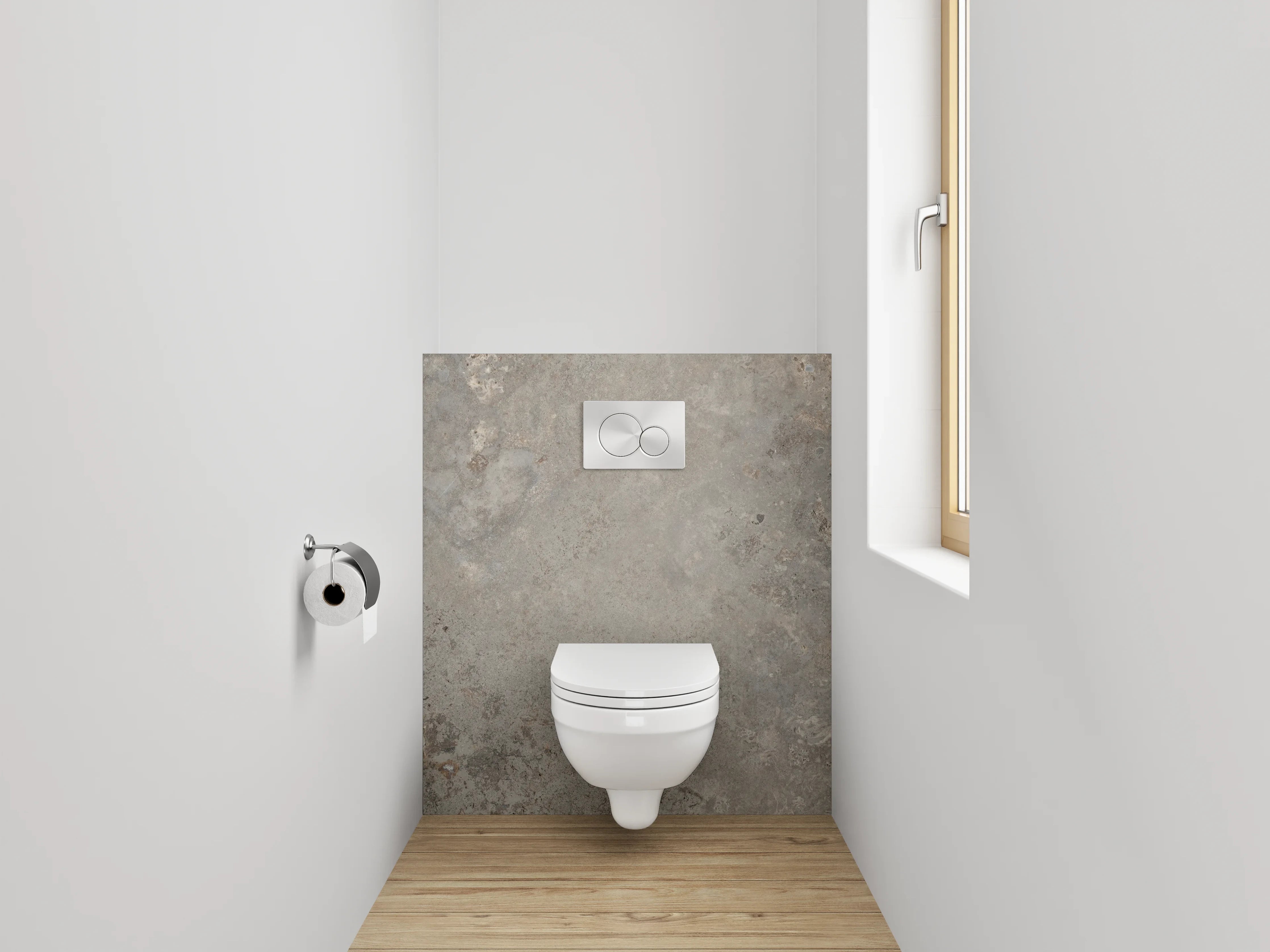 WC-Rückwand - Moderner Steindekor in Grau und Braun