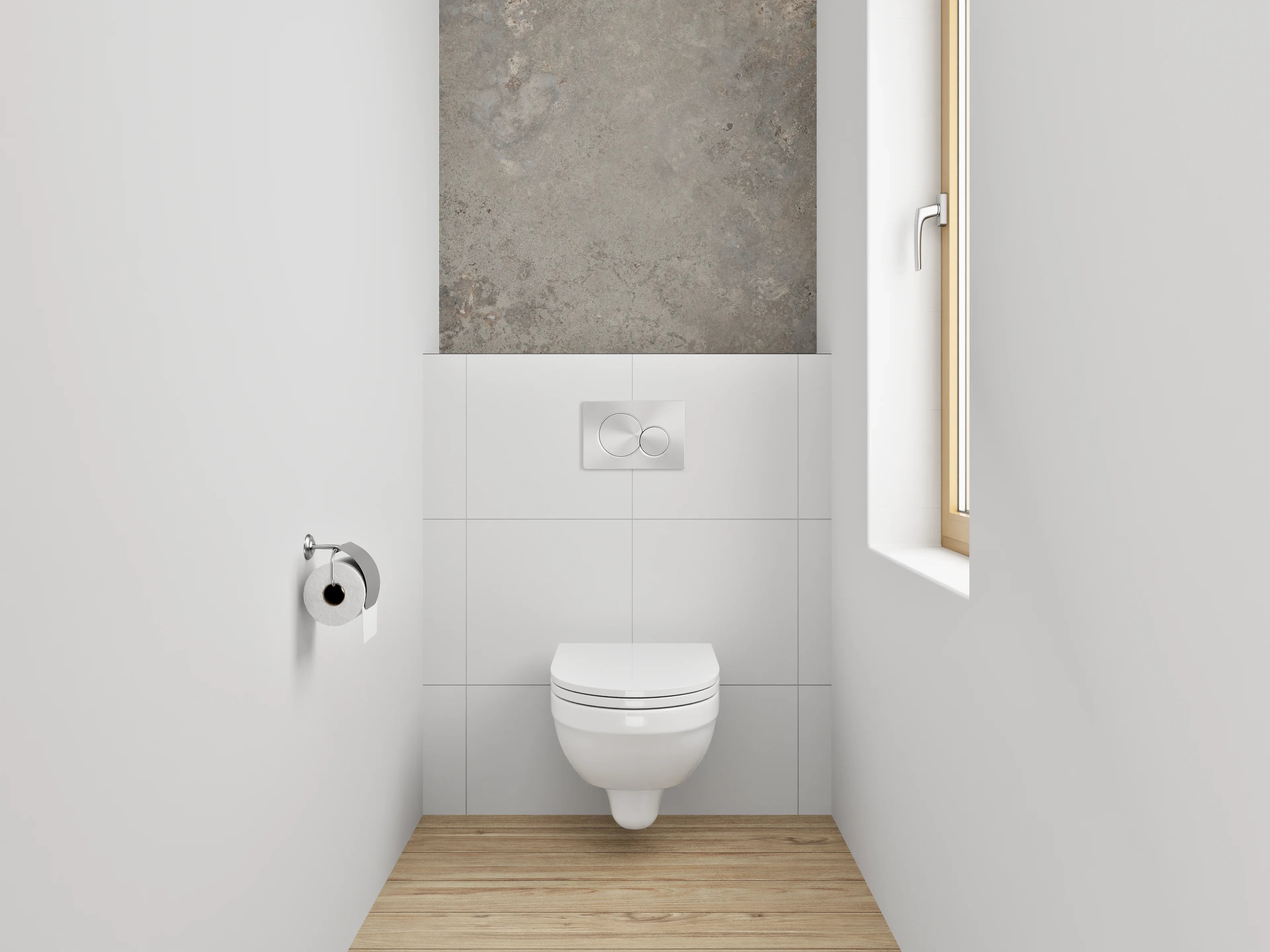 WC-Rückwand - Moderner Steindekor in Grau und Braun