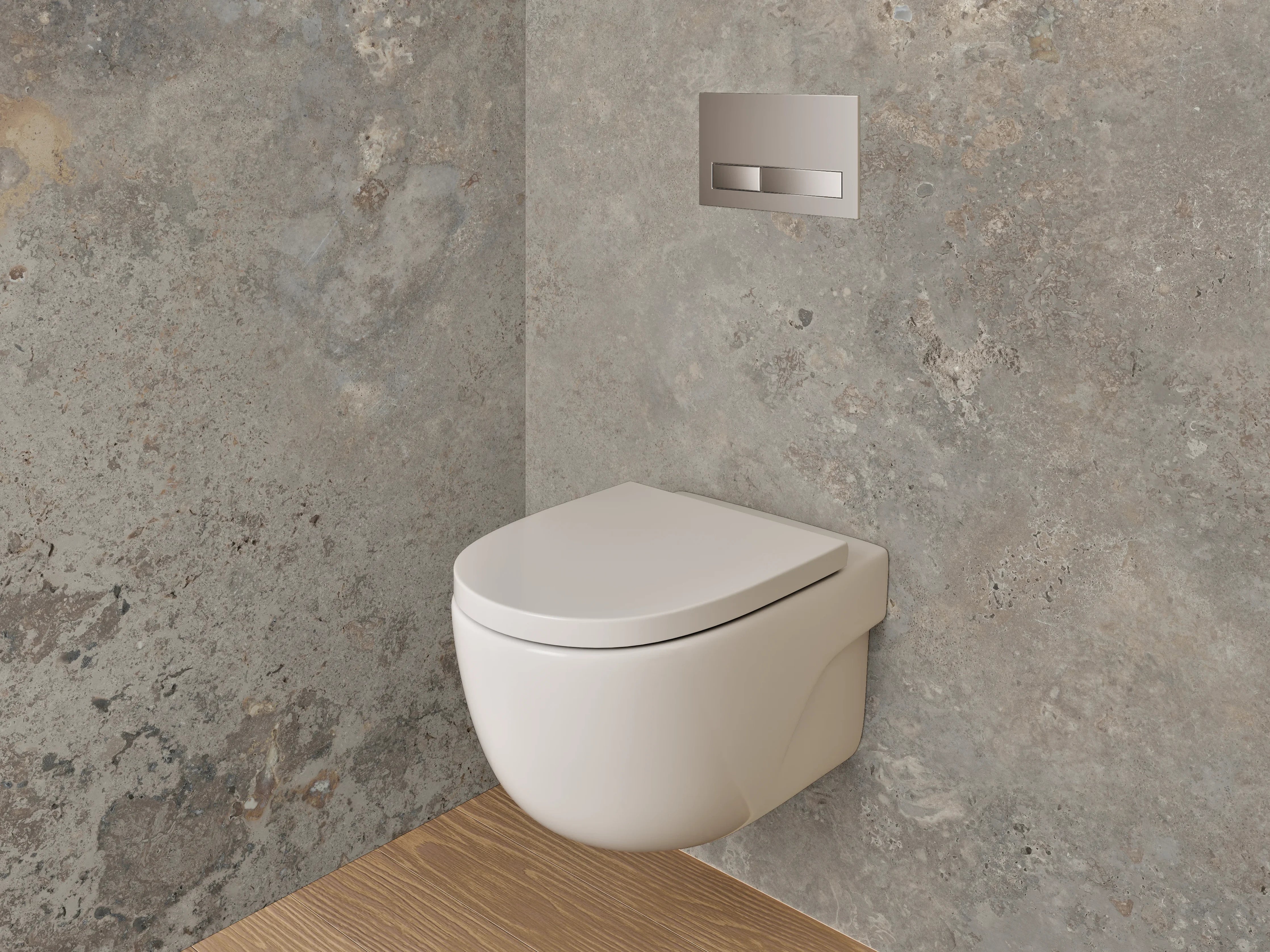 WC-Rückwand - Moderner Steindekor in Grau und Braun