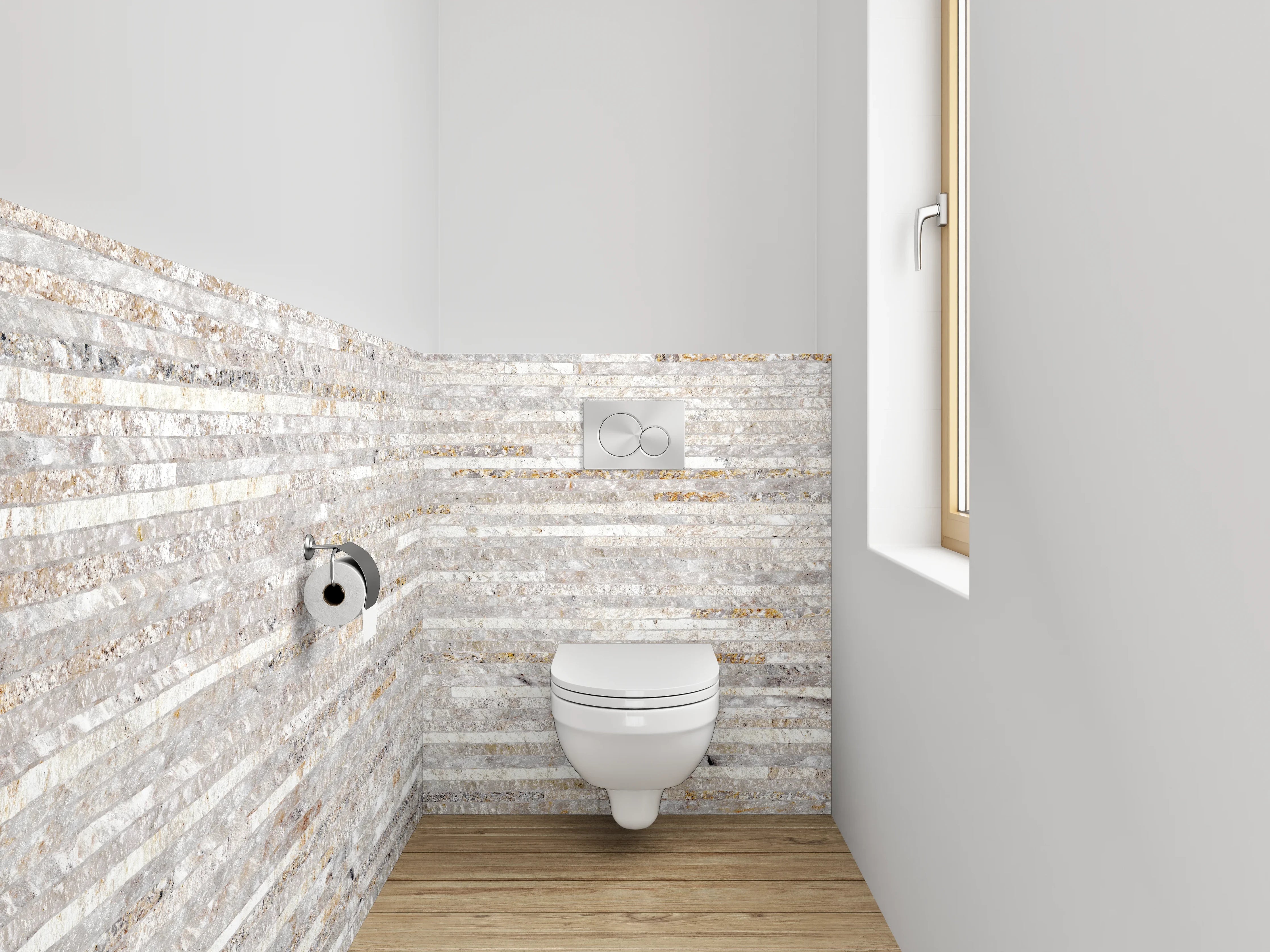 WC-Rückwand - Moderner weiß-grauer Marmor-Look