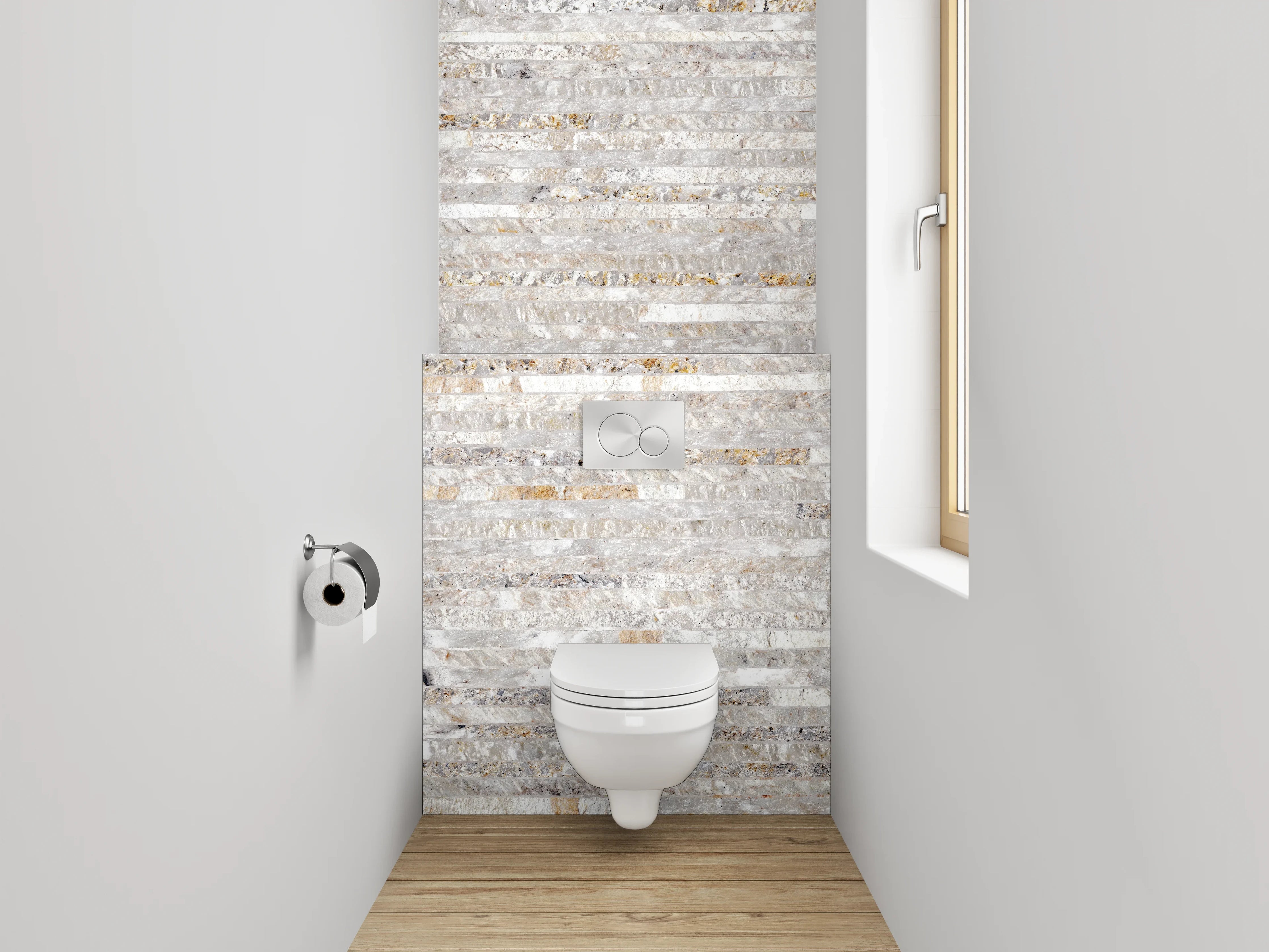 WC-Rückwand - Moderner weiß-grauer Marmor-Look