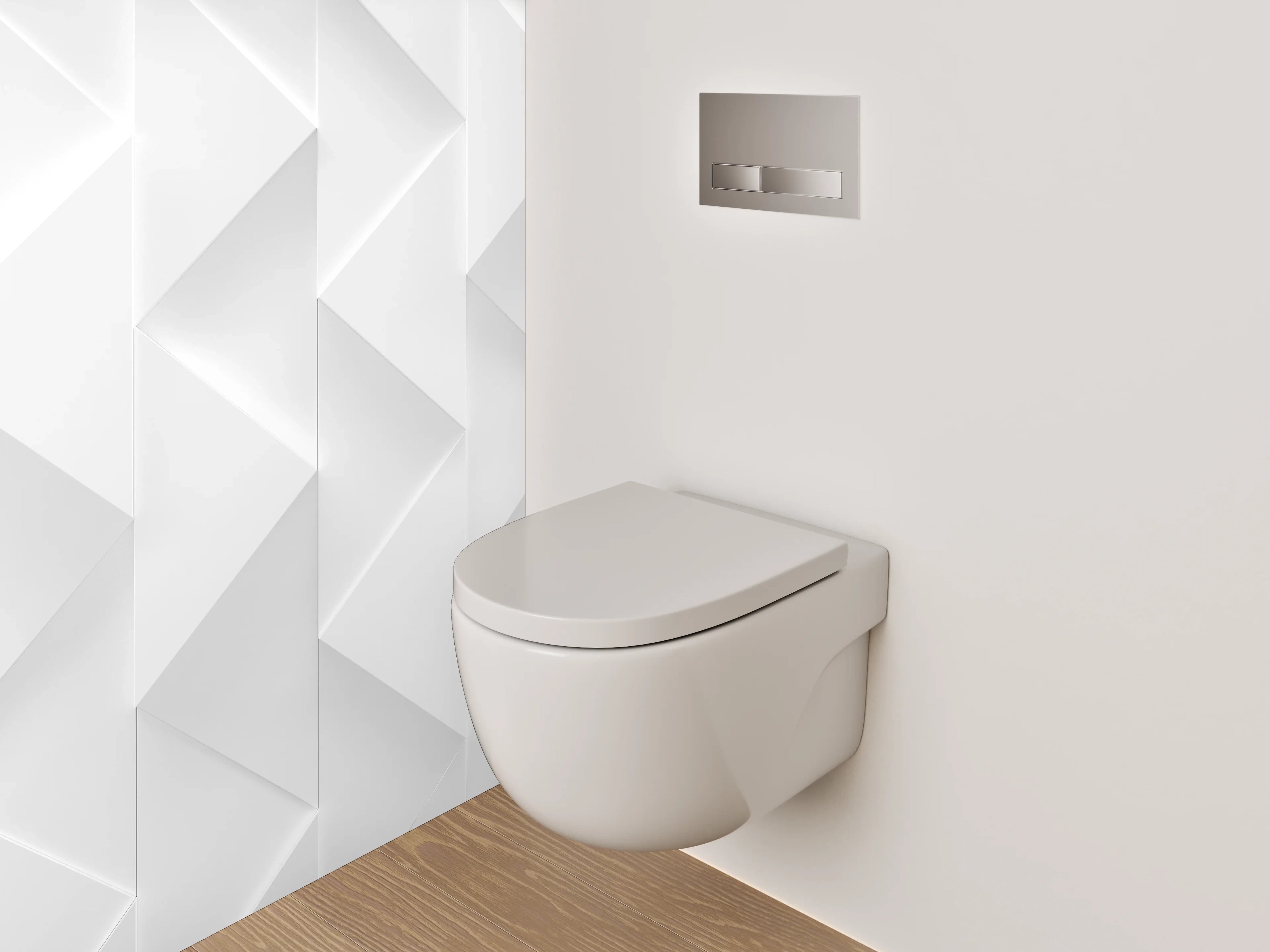 WC-Rückwand - Modernes 3D Chevron Muster Weiß Grau