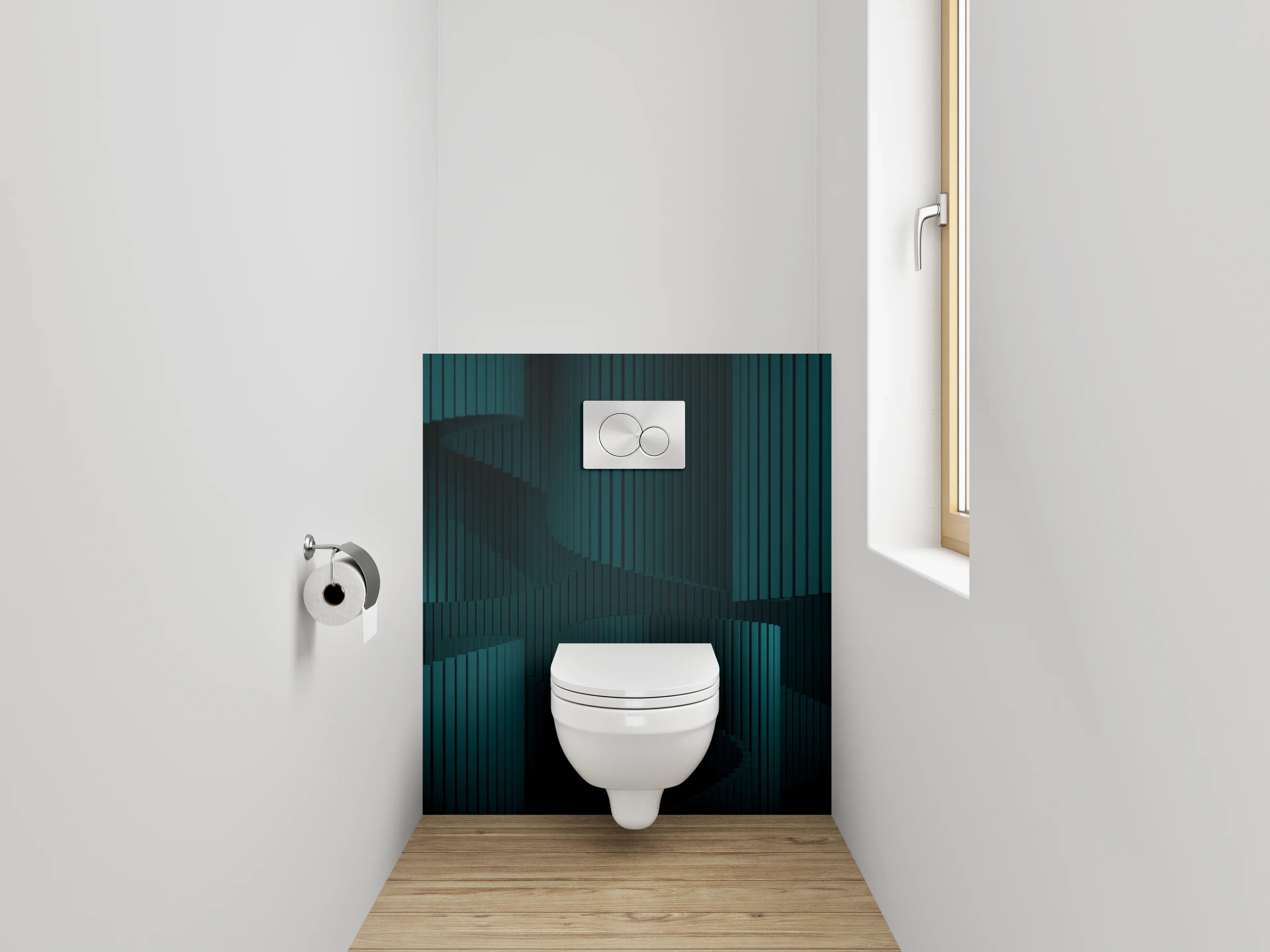 WC-Rückwand - Modernes 3D Muster in Türkis