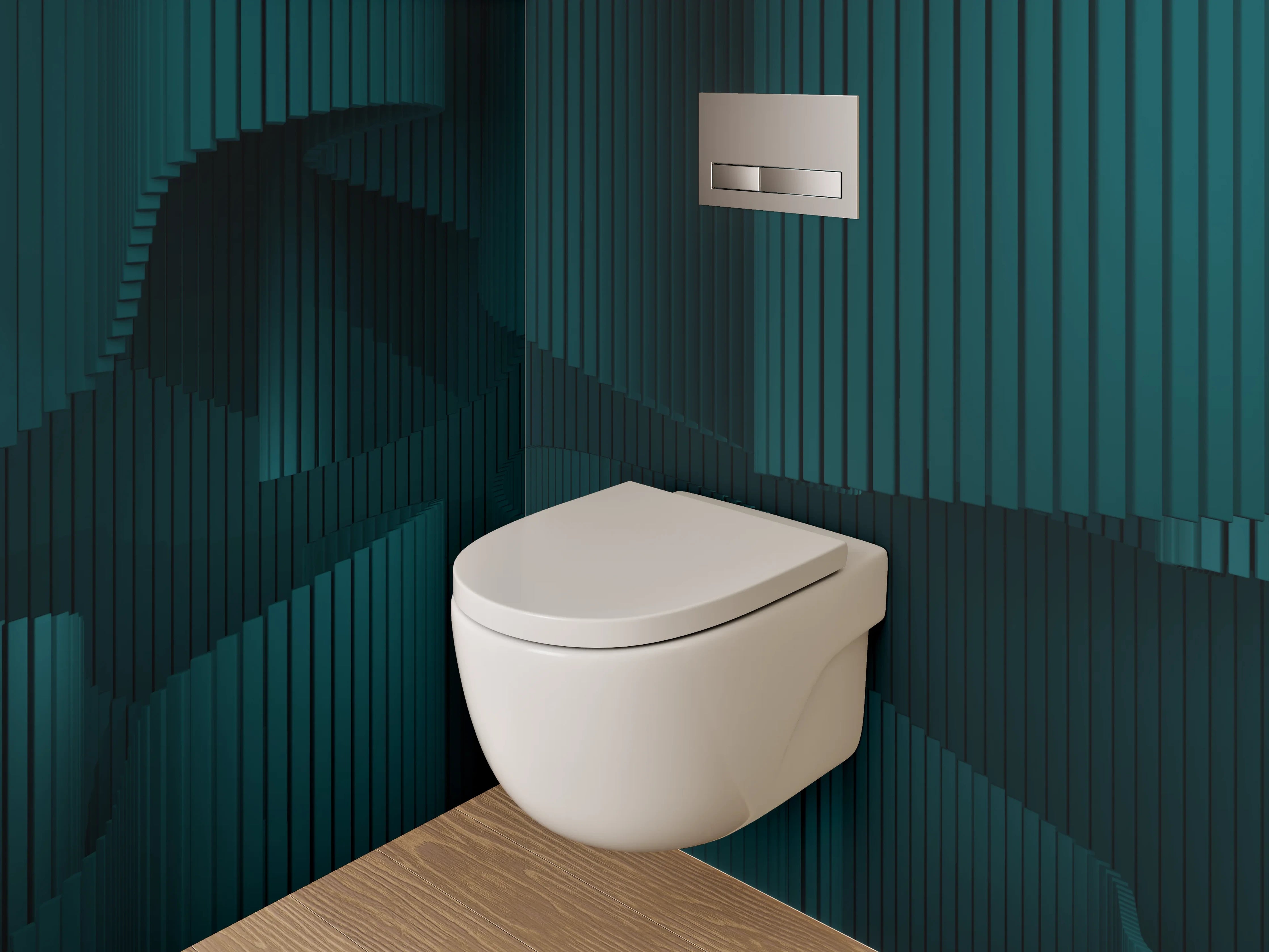 WC-Rückwand - Modernes 3D Muster in Türkis