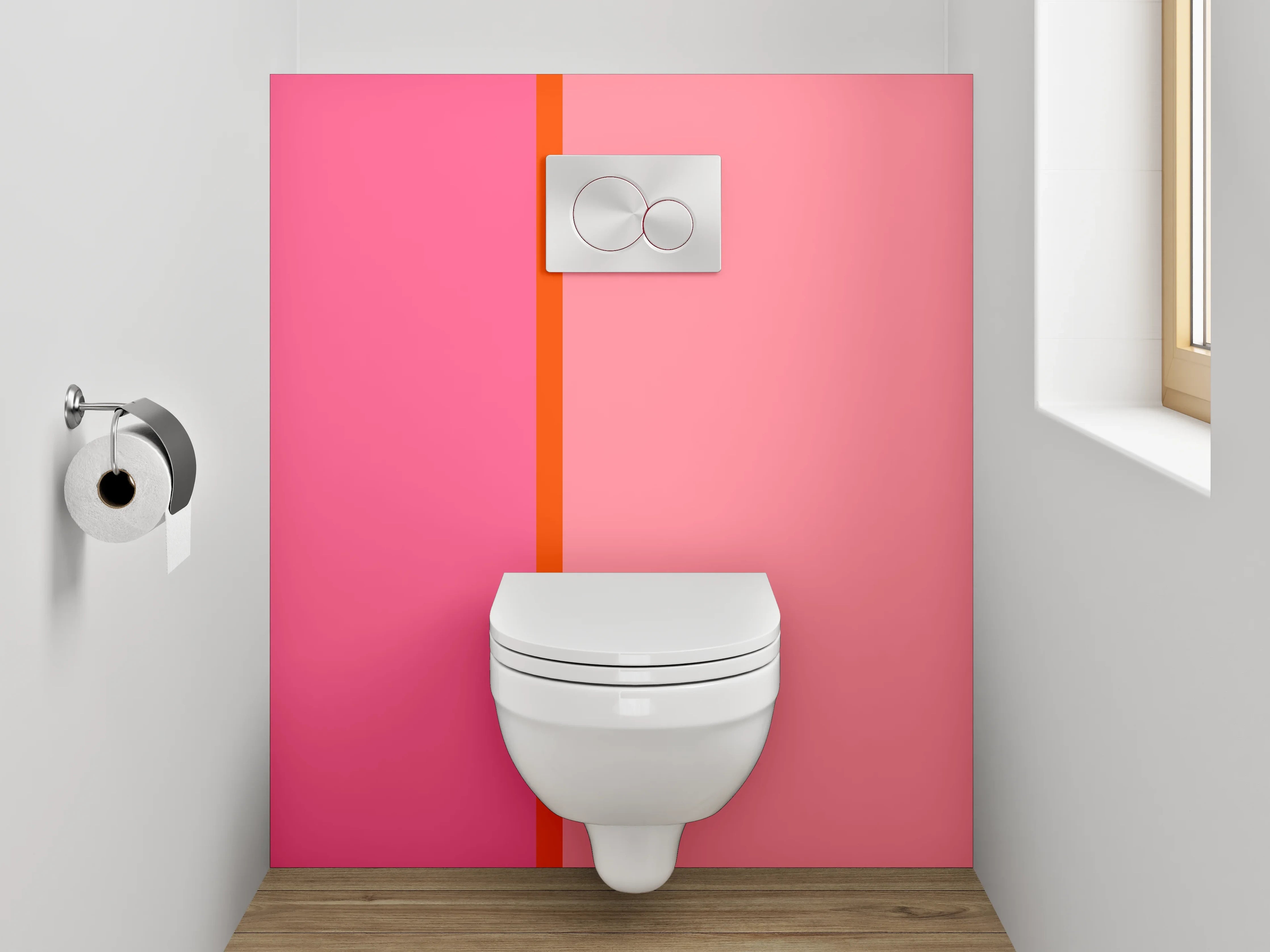 WC-Rückwand - Modernes Bicolor-Design Rosa & Pink