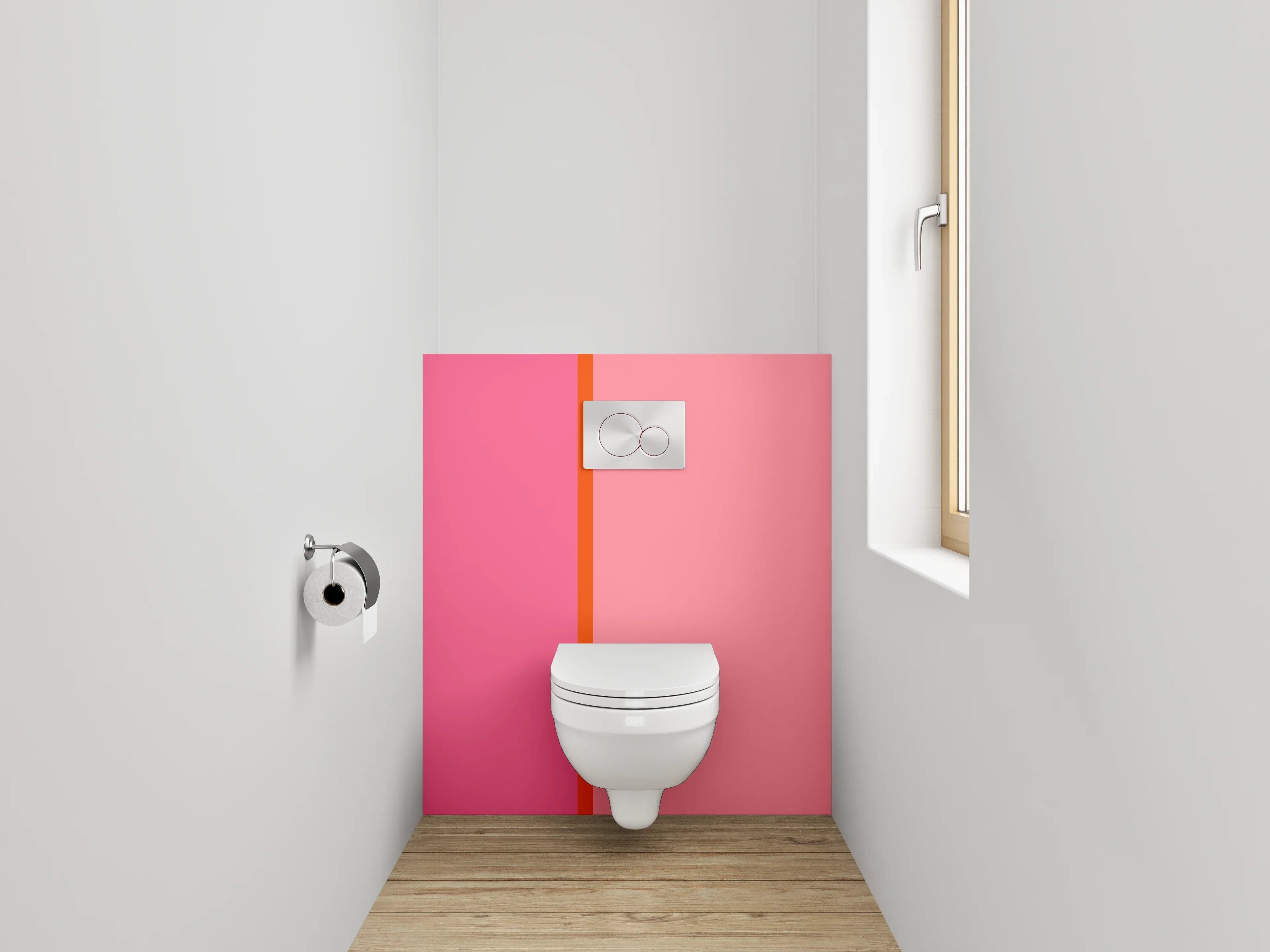 WC-Rückwand - Modernes Bicolor-Design Rosa & Pink