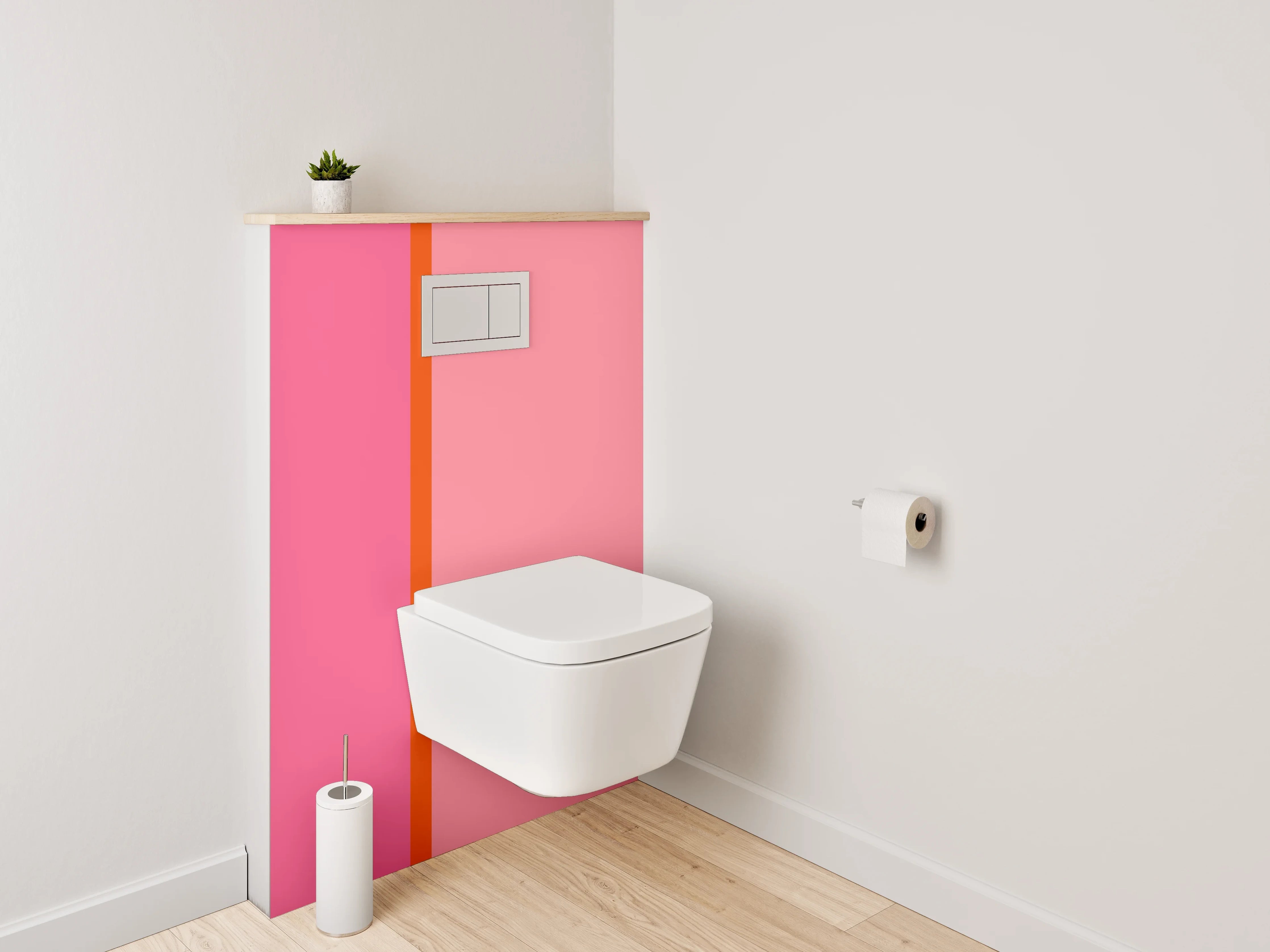 WC-Rückwand - Modernes Bicolor-Design Rosa & Pink
