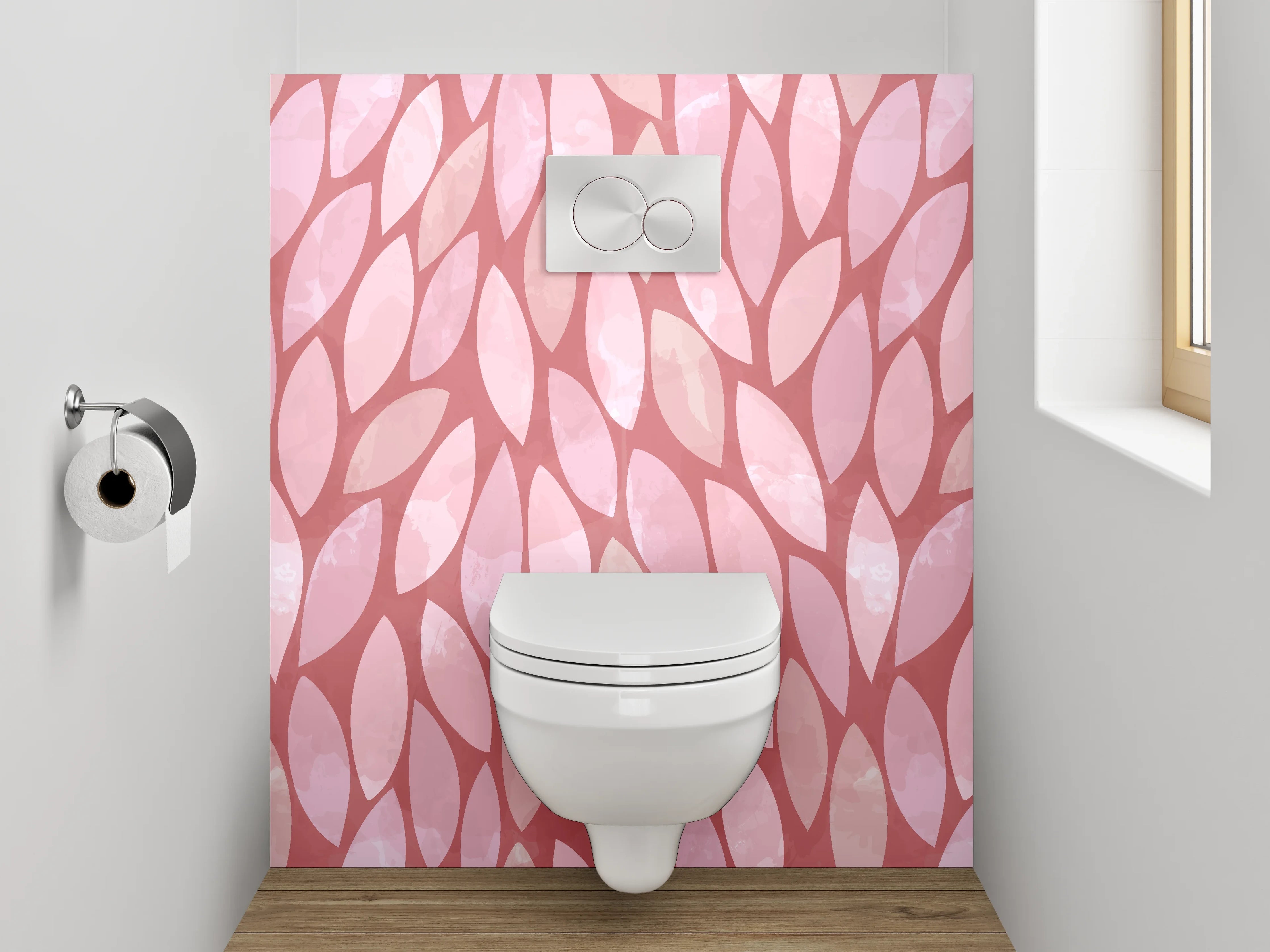WC-Rückwand - Modernes Blätter-Muster Rosa