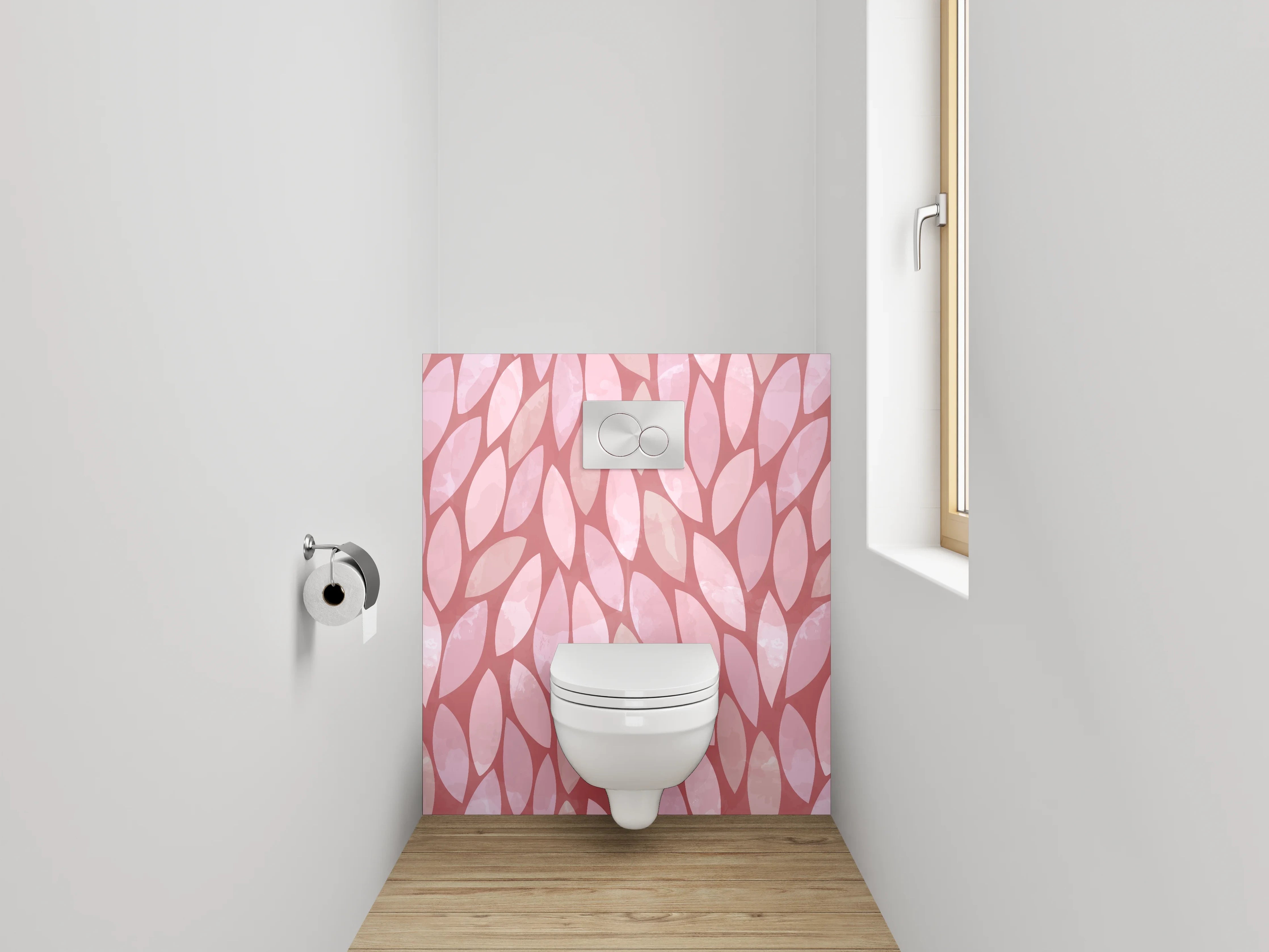 WC-Rückwand - Modernes Blätter-Muster Rosa