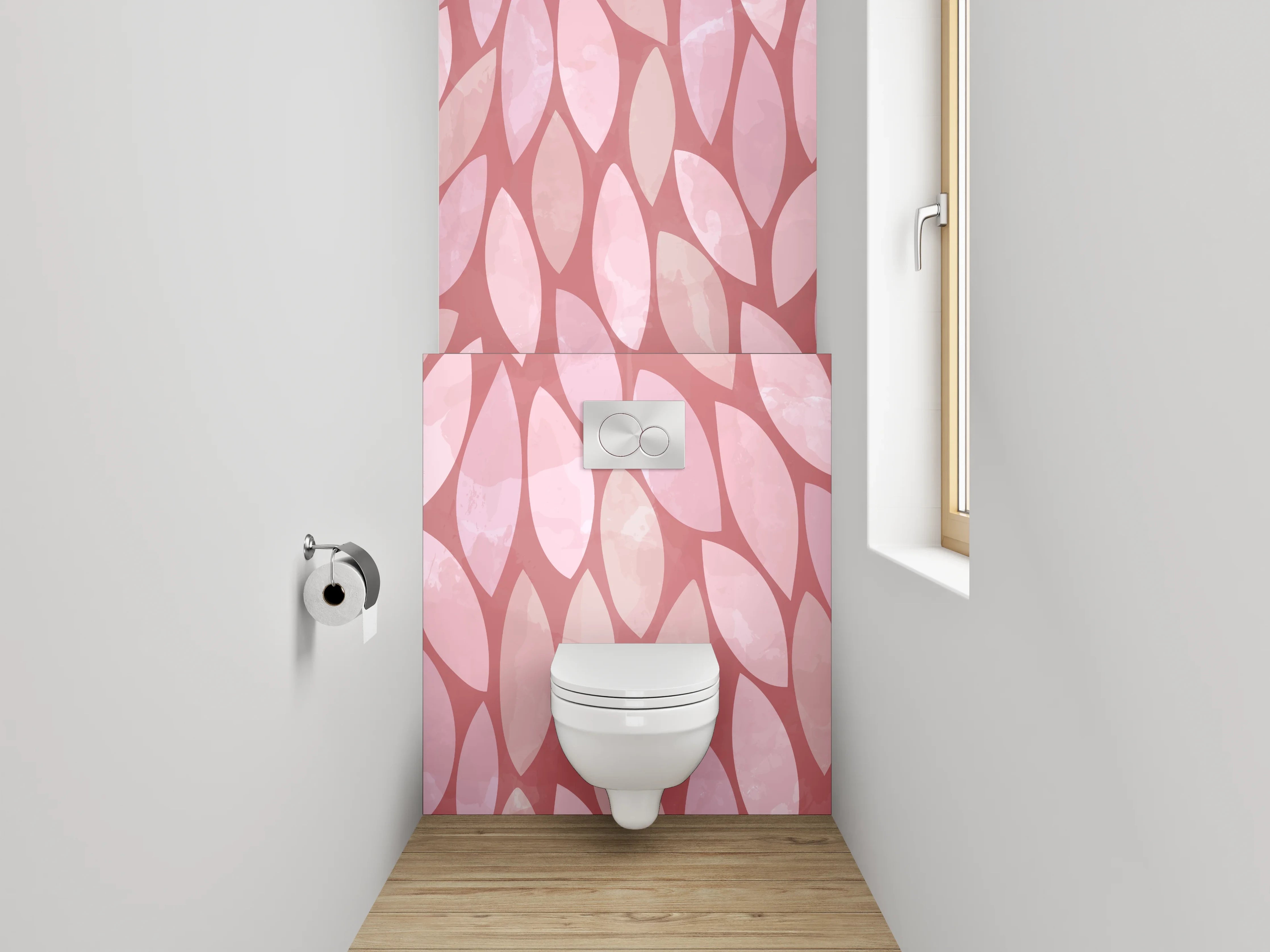 WC-Rückwand - Modernes Blätter-Muster Rosa