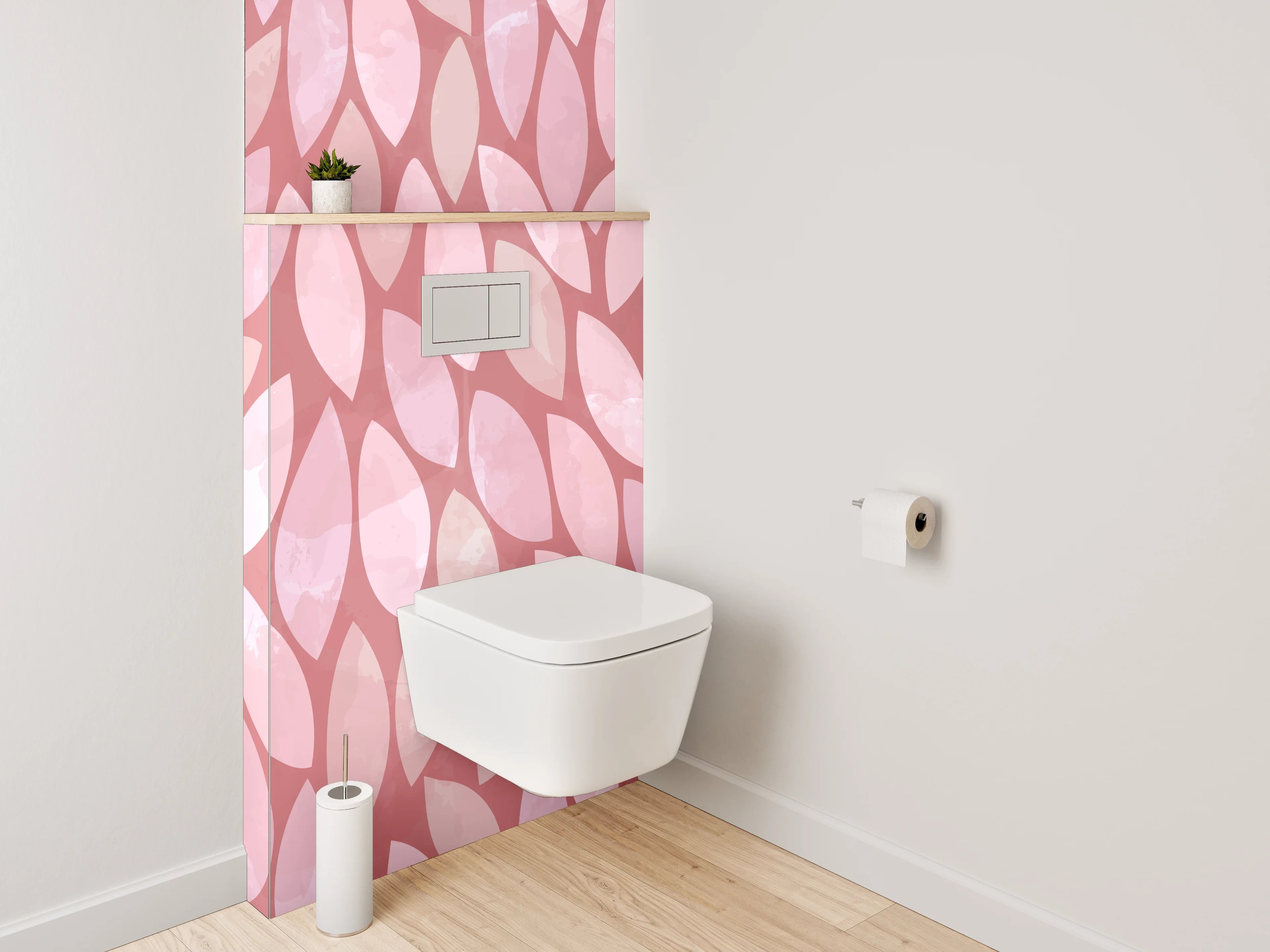 WC-Rückwand - Modernes Blätter-Muster Rosa