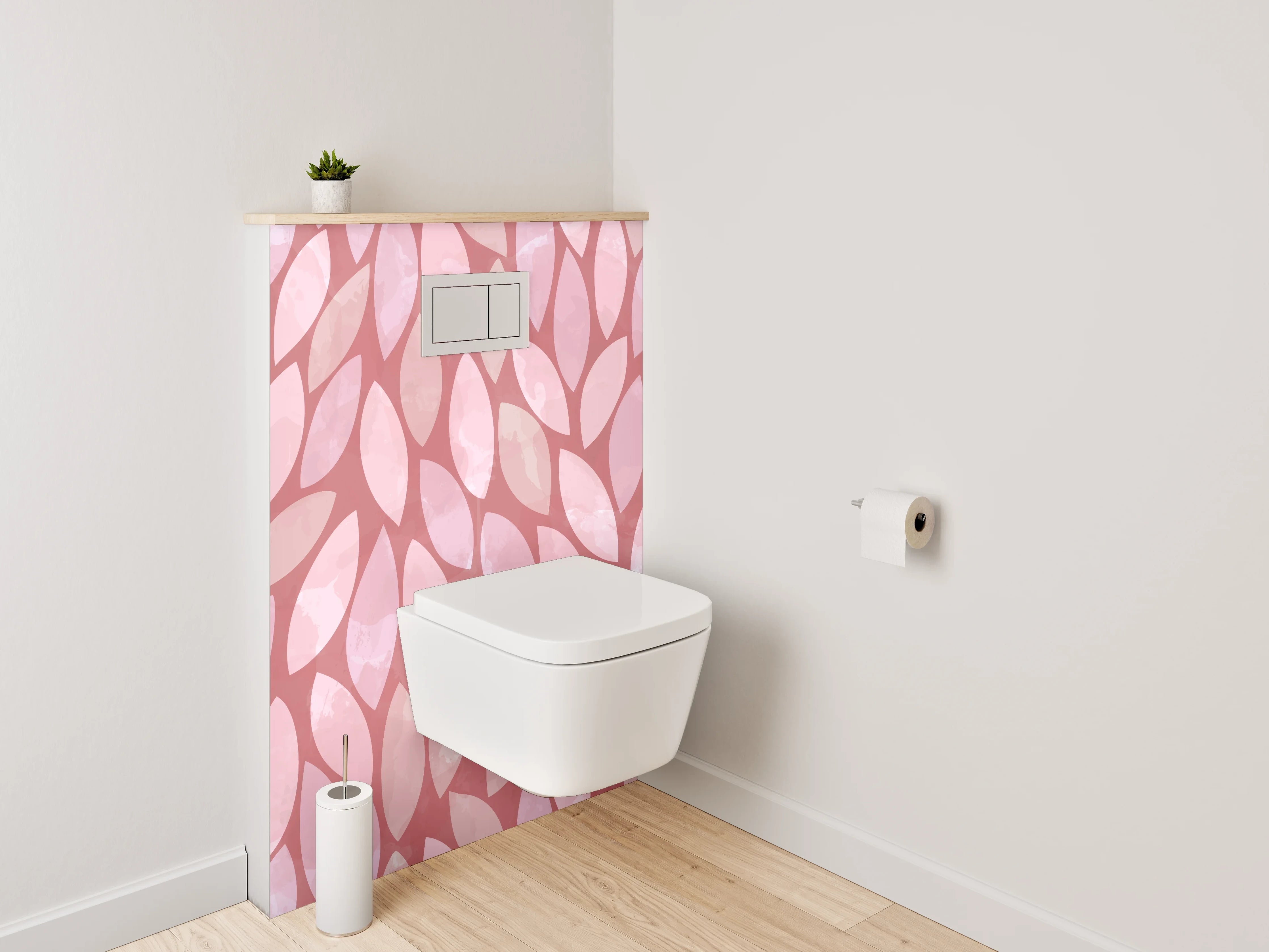 WC-Rückwand - Modernes Blätter-Muster Rosa