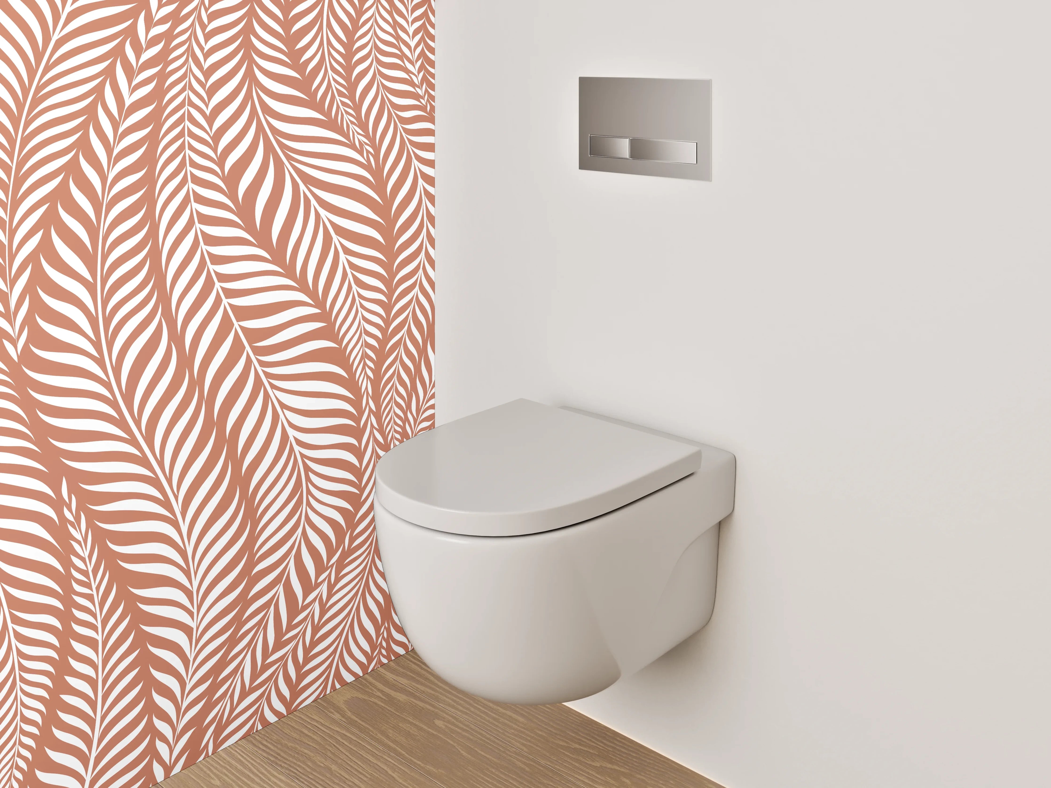 WC-Rückwand - Modernes Blätter-Muster Terrakotta Braun