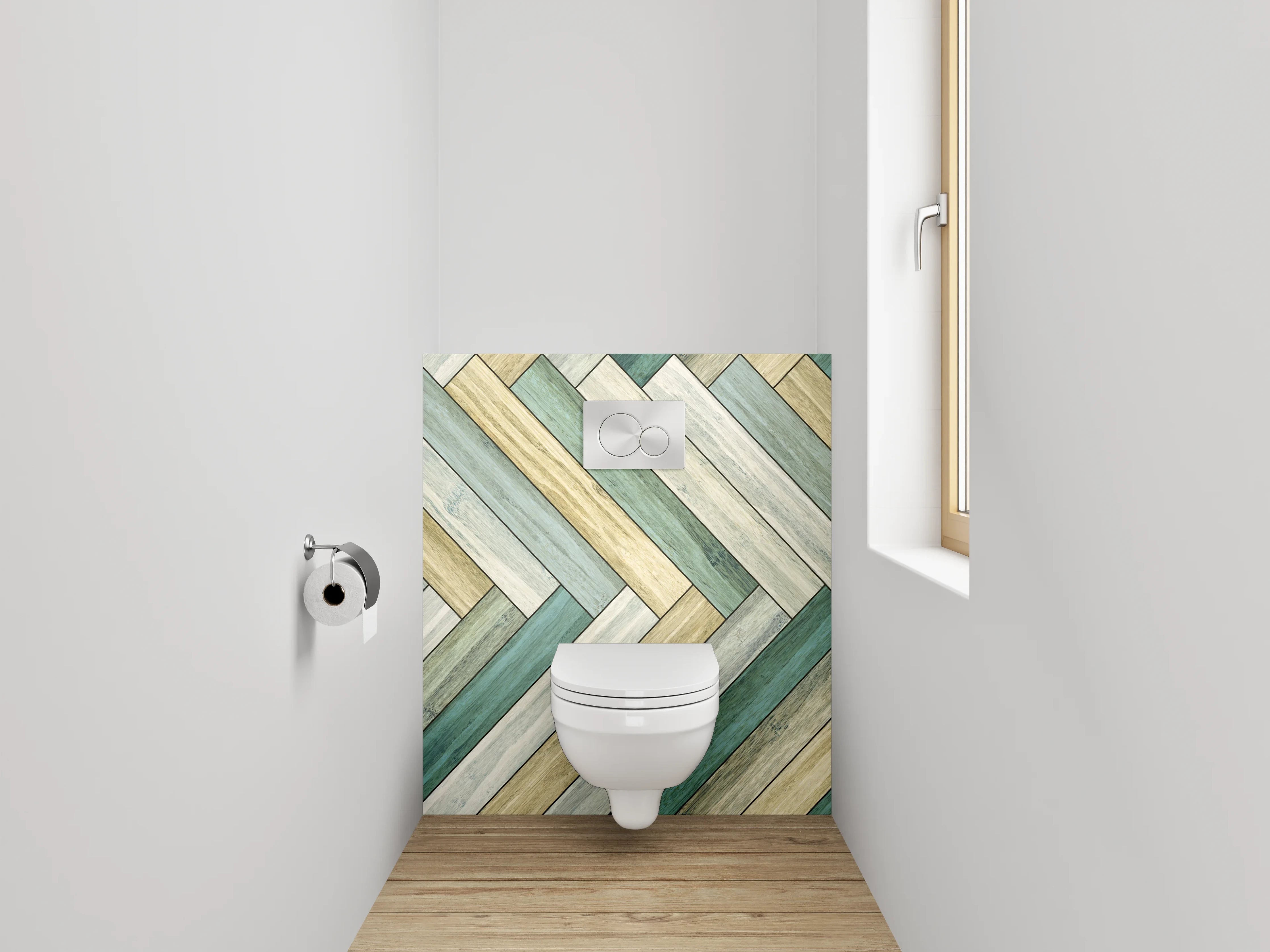 WC-Rückwand - Modernes Chevron Holz-Muster Wandbild