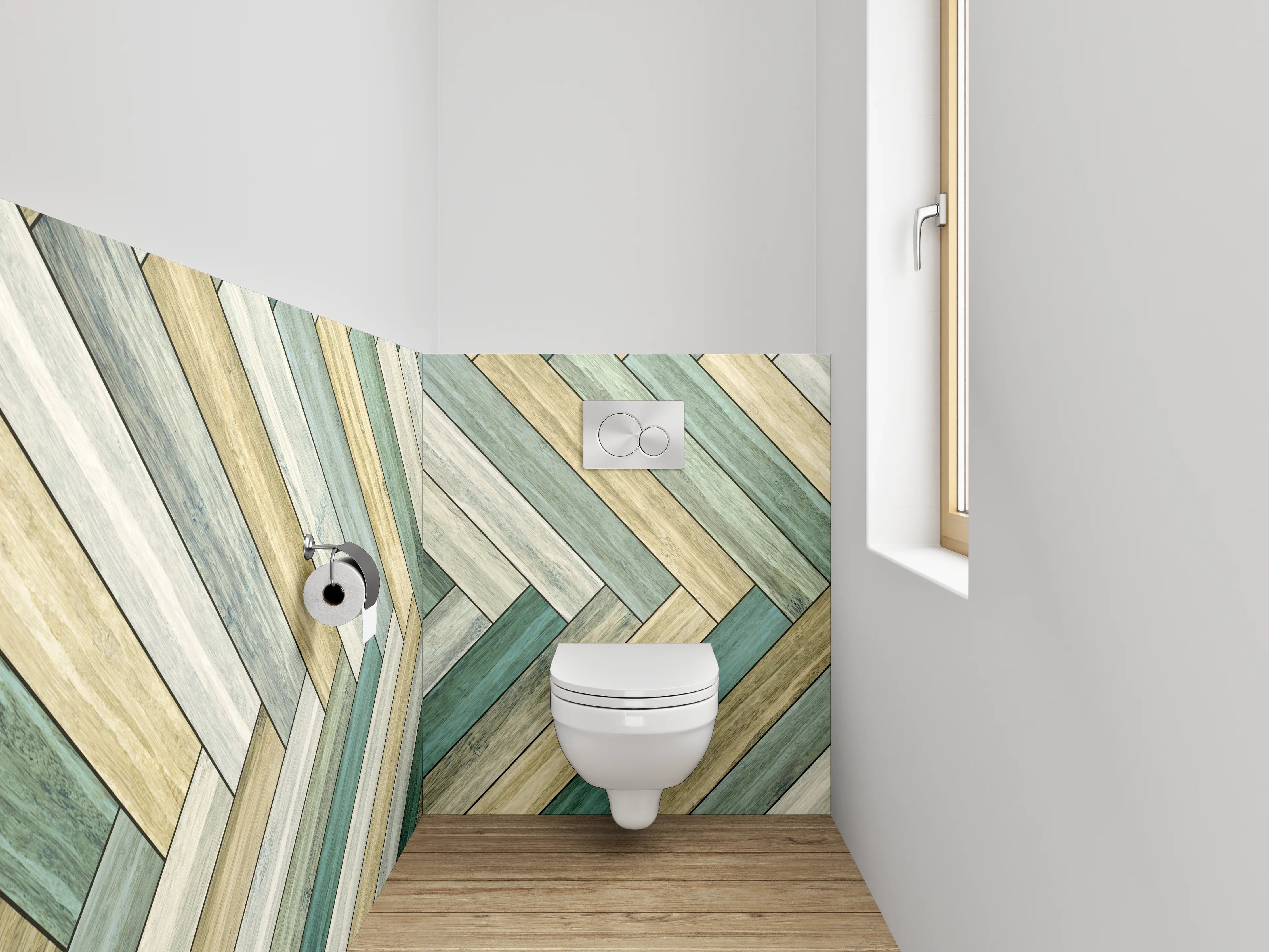 WC-Rückwand - Modernes Chevron Holz-Muster Wandbild