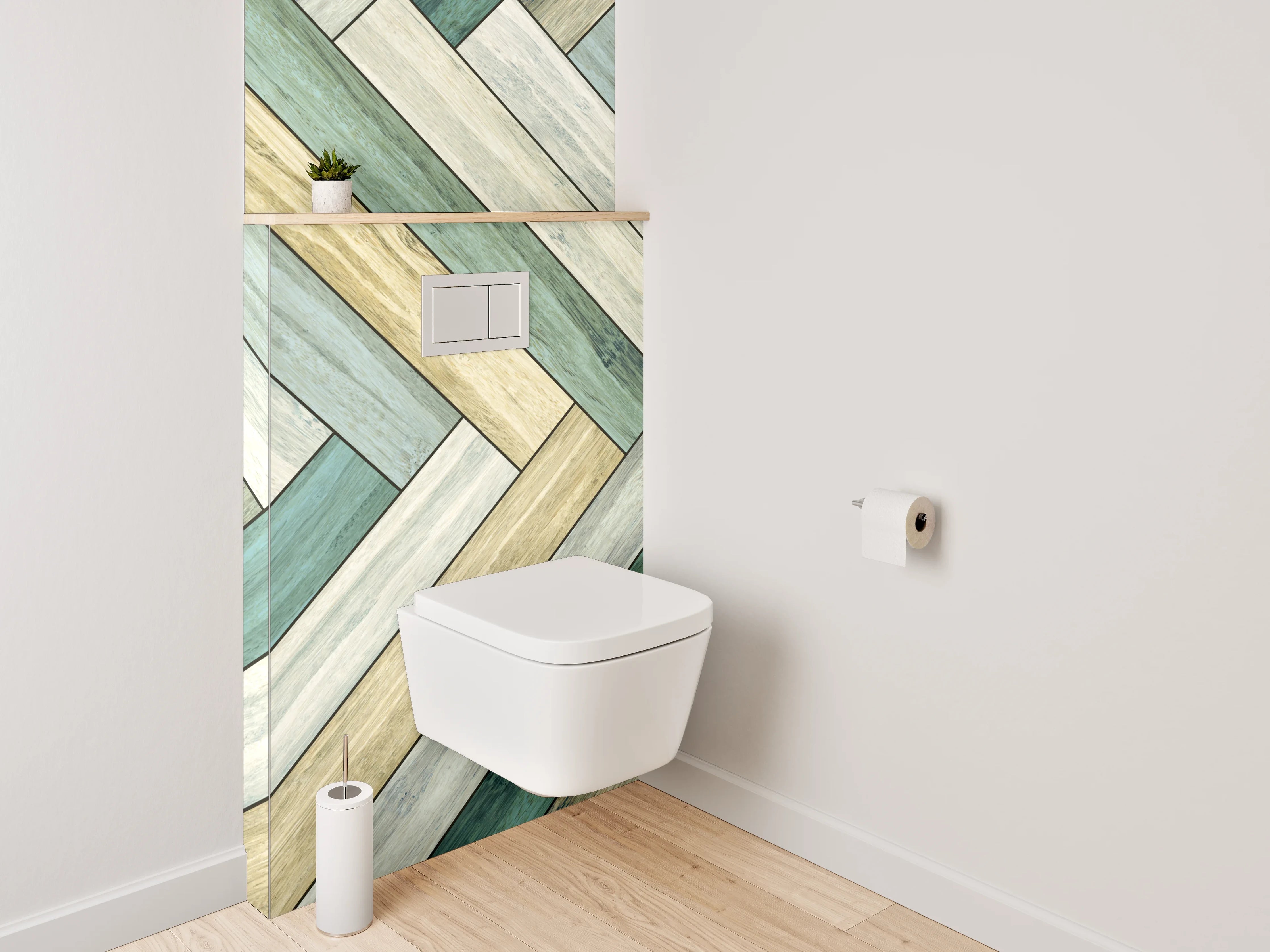 WC-Rückwand - Modernes Chevron Holz-Muster Wandbild