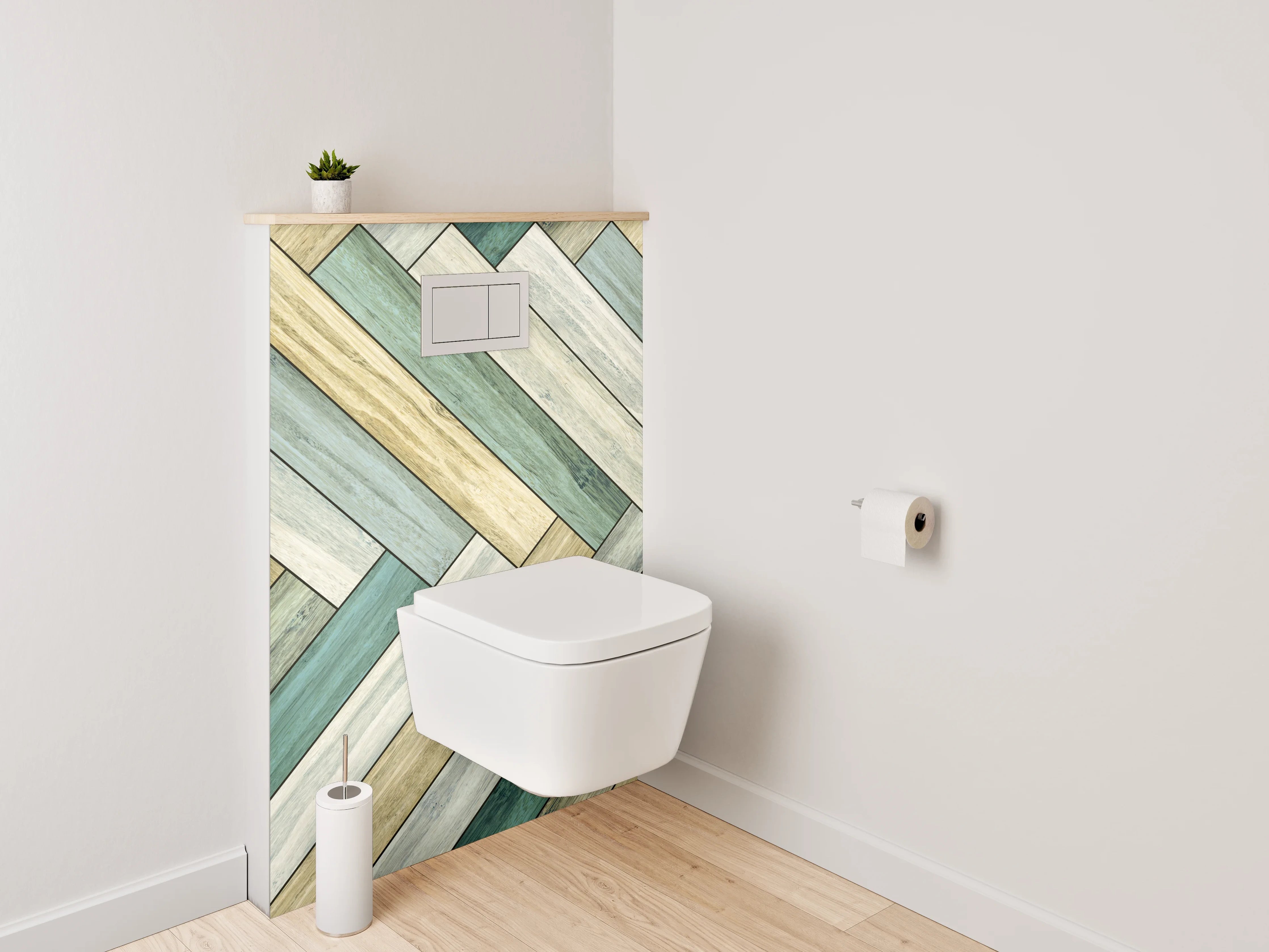 WC-Rückwand - Modernes Chevron Holz-Muster Wandbild
