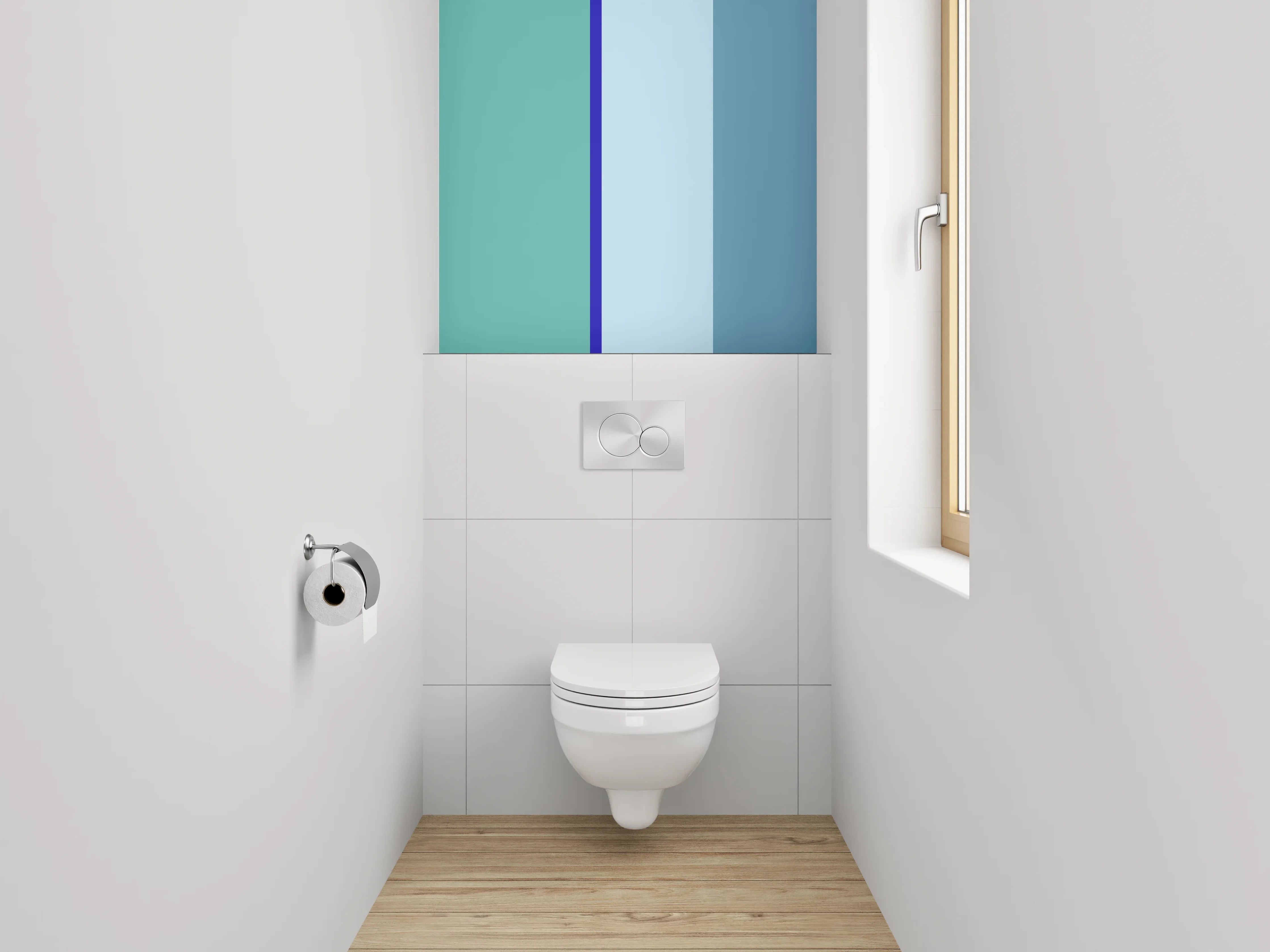WC-Rückwand - Modernes Farbbalken-Design Türkis Blau