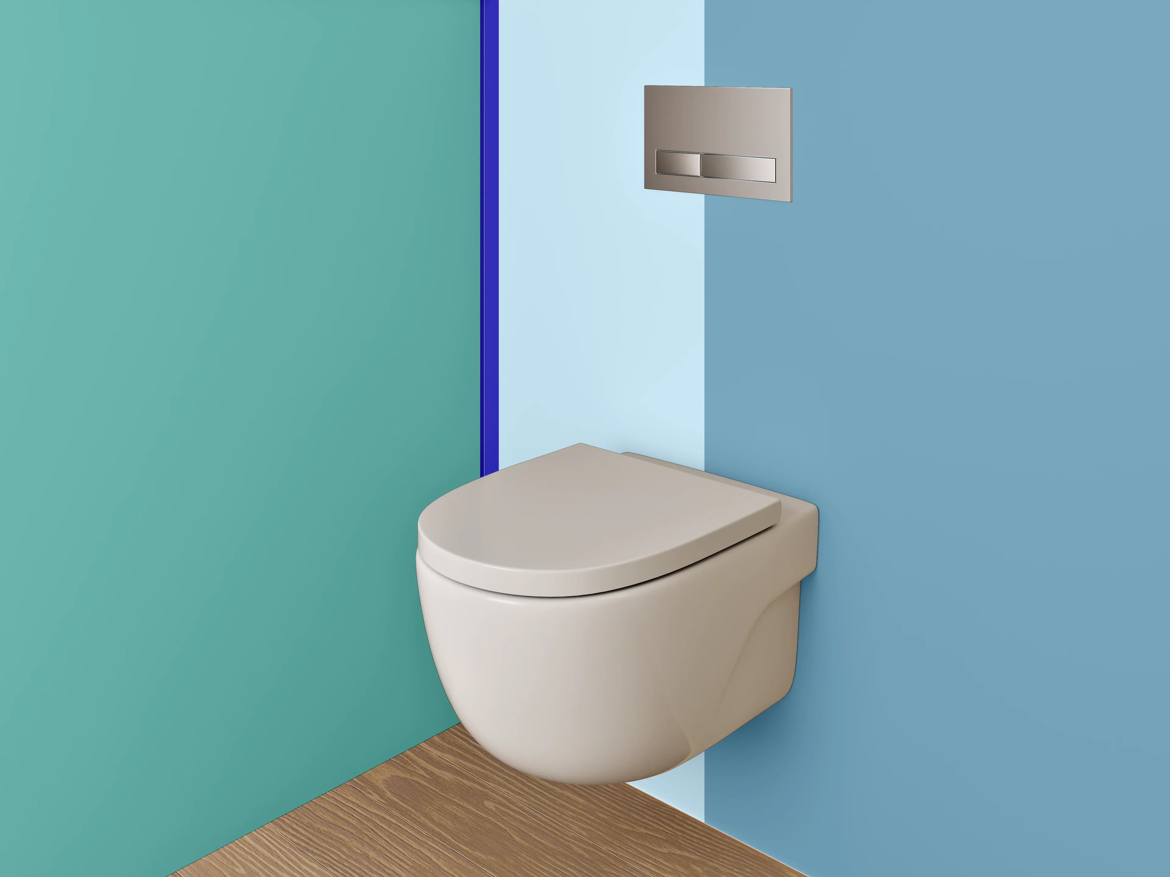 WC-Rückwand - Modernes Farbbalken-Design Türkis Blau