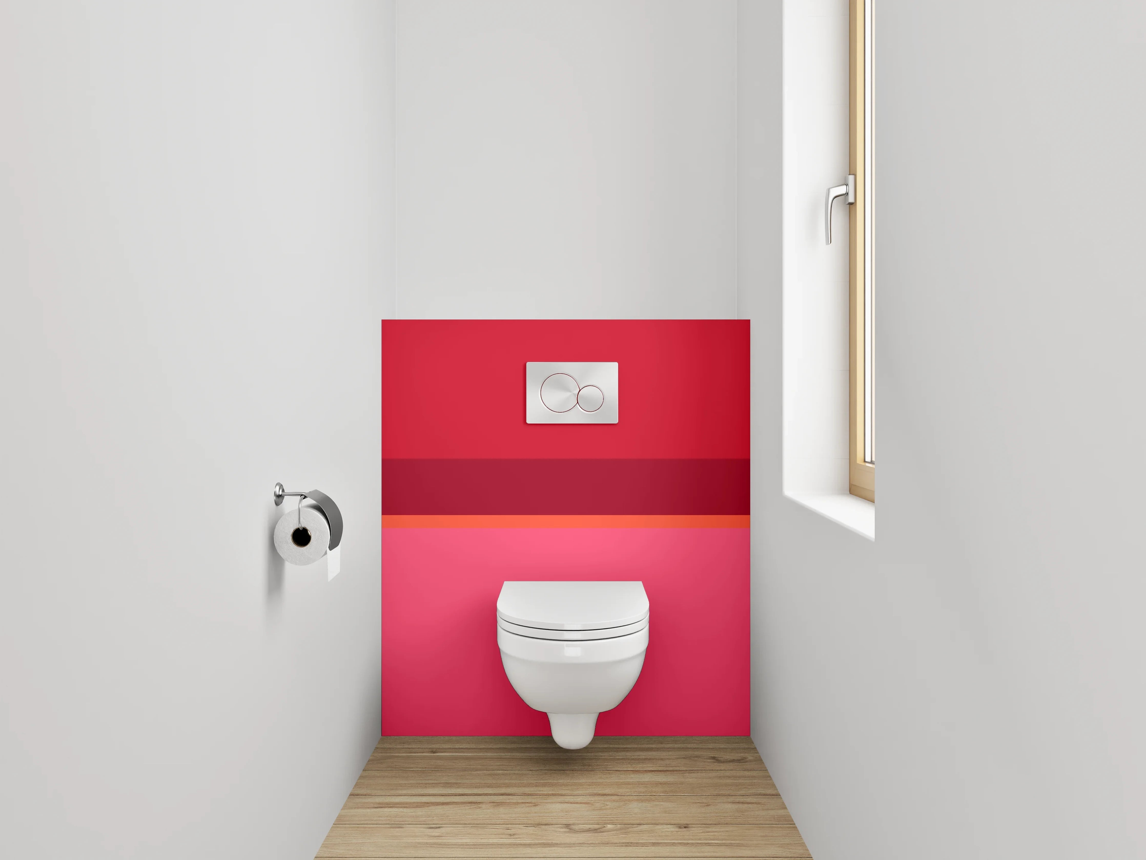 WC-Rückwand - Modernes Farbblock Abstrakt Rot Rosa