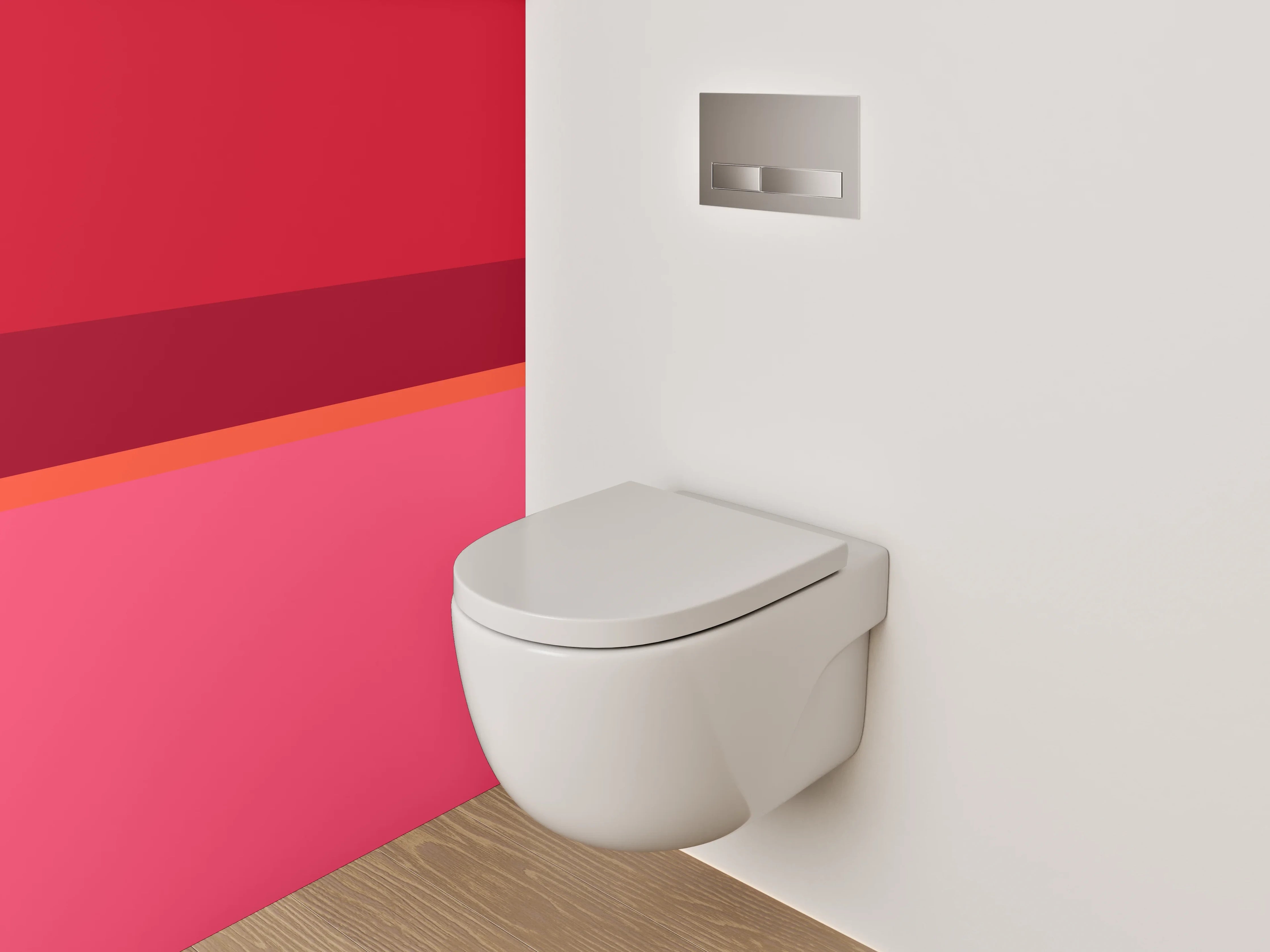 WC-Rückwand - Modernes Farbblock Abstrakt Rot Rosa