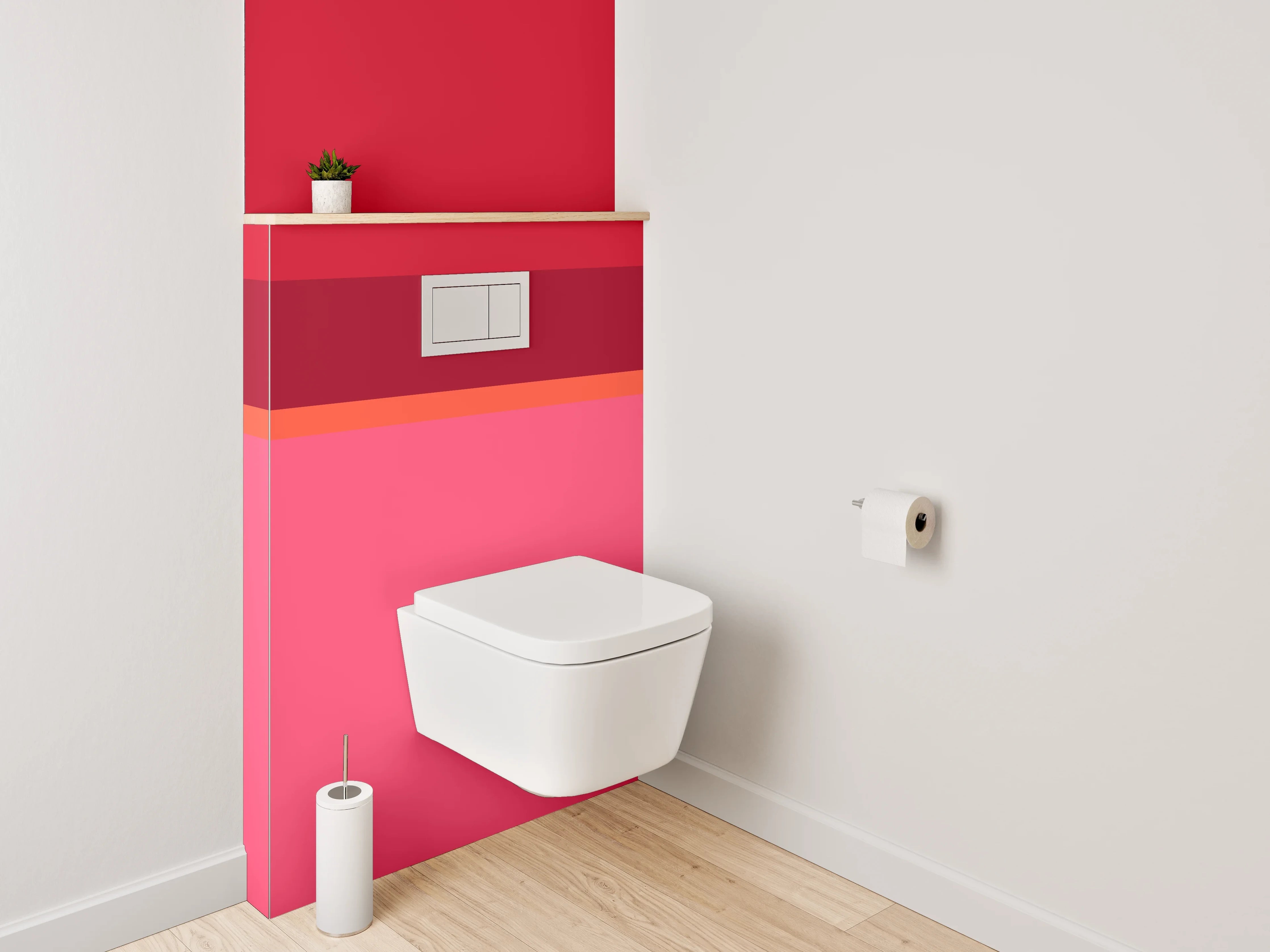 WC-Rückwand - Modernes Farbblock Abstrakt Rot Rosa